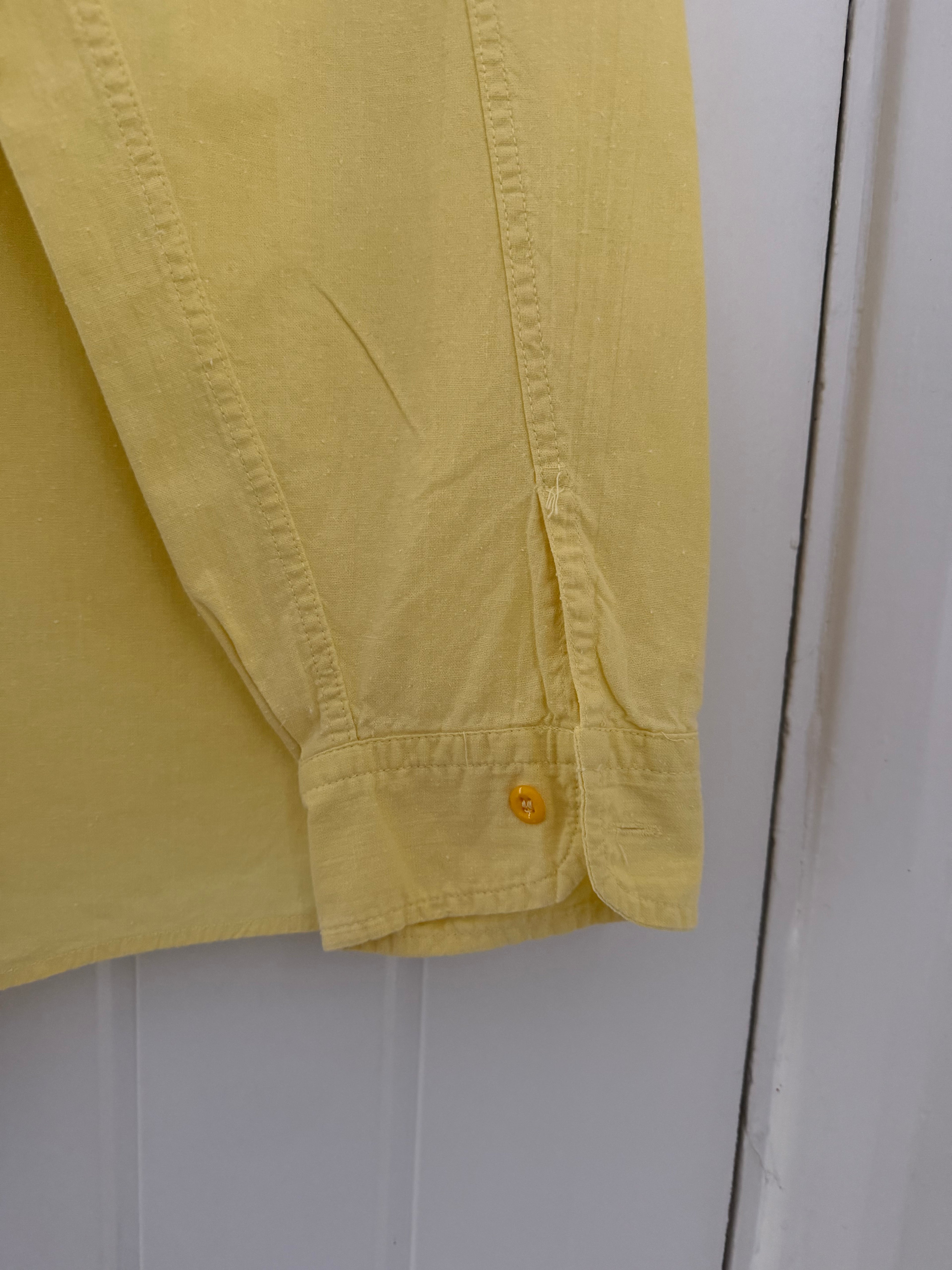 Valentino 1980s Cotton Linen Yellow Shirt - Size XL