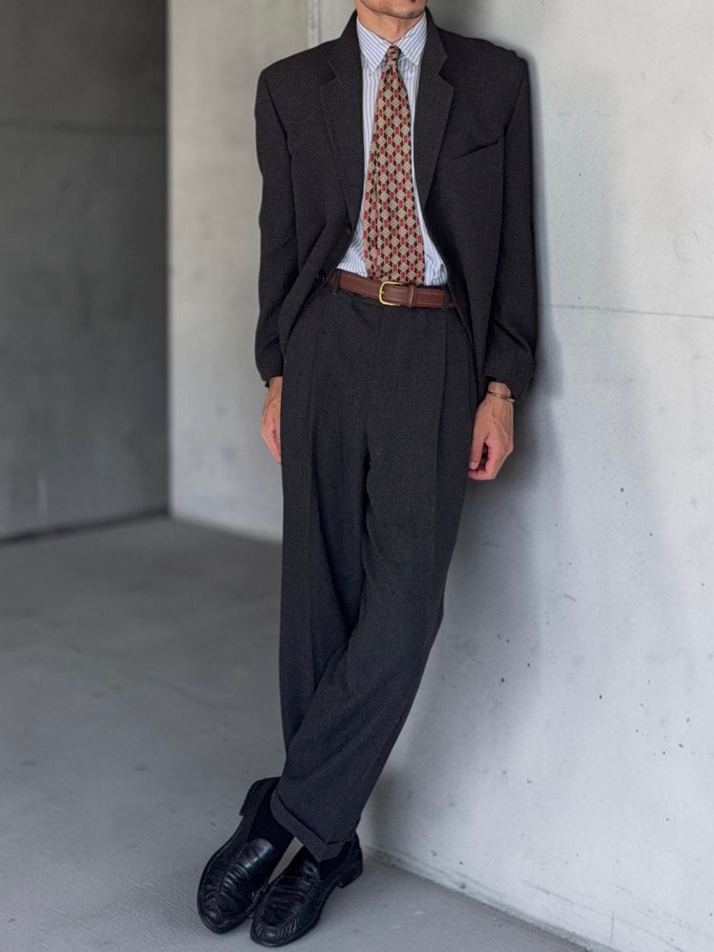Armani 1990s 3B Wool Double-Pleated Suit Grey - Size L Jacket / 36" Waist