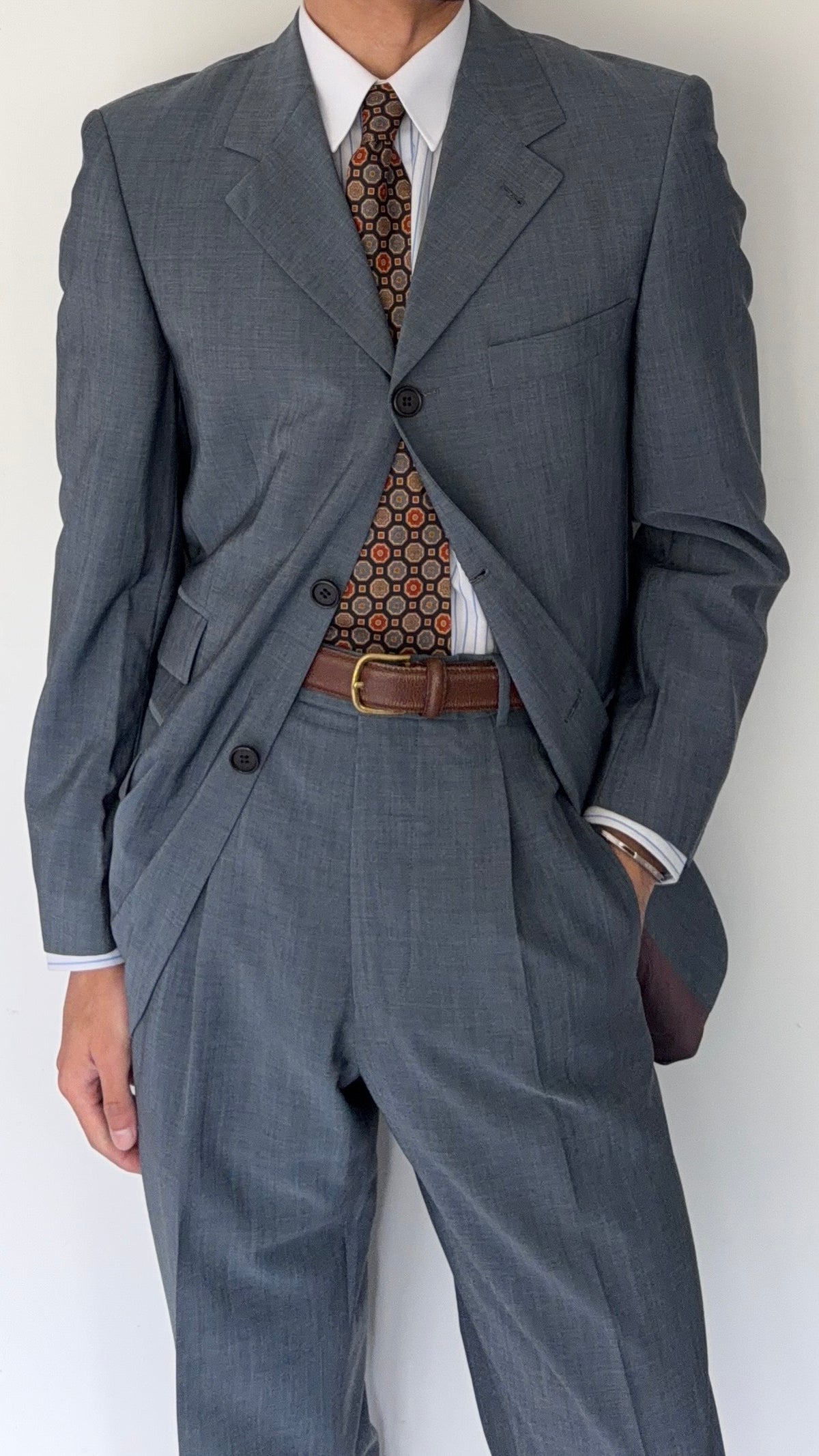 Hugo Boss 1990s 3B Ermenegildo Zegna Pleated Wool Mohair Silk Suit  - S Jacket / 29" Waist