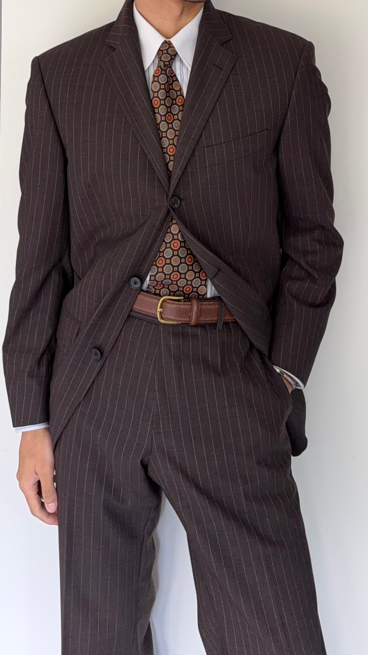 Hugo Boss 1990s 3B Loro Piana Zelander Merino Wool Brown Suit - S Jacket / 30" Waist