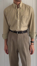 Valentino 1980s Slub Cotton Shirt Taupe Beige - Size L
