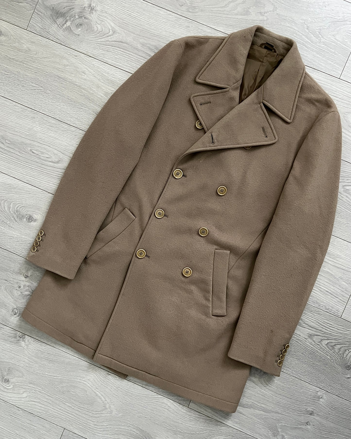 Helmut Lang 00s Double-Breasted Wool Pea Coat - Size L