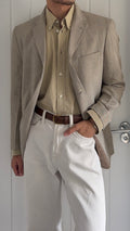 Emporio Armani 1990s 3B Linen Cotton Sport Jacket Blazer Taupe Greige - Size M