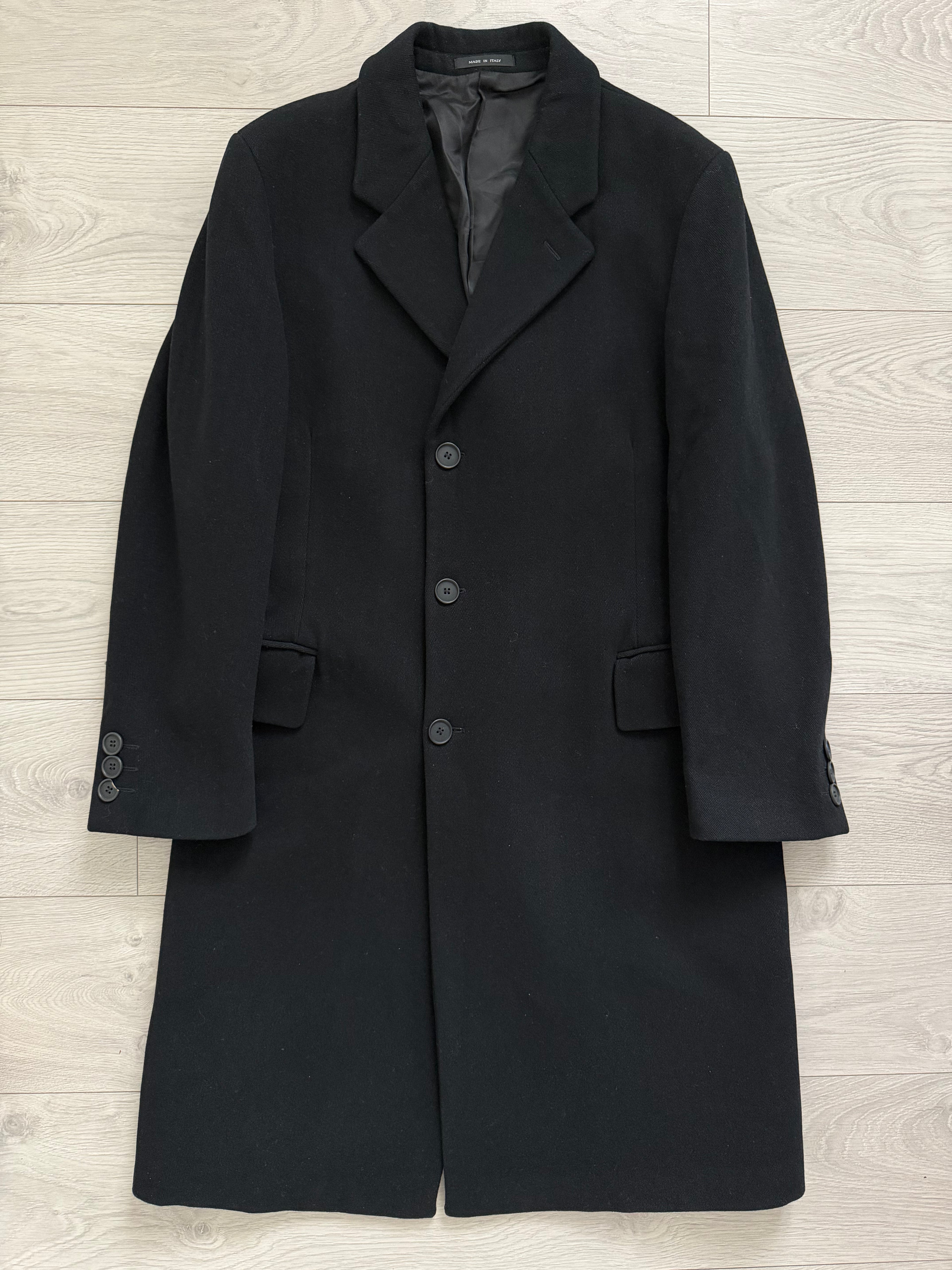 Emporio Armani 1990s Black Wool Overcoat - Size M