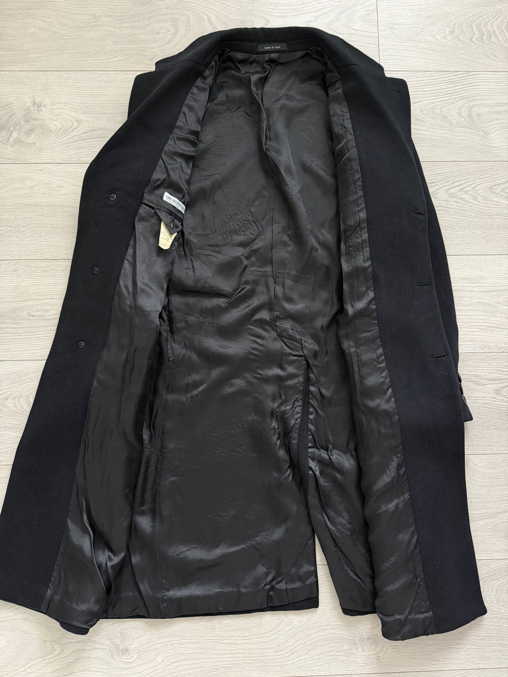 Emporio Armani 1990s Black Wool Overcoat - Size M