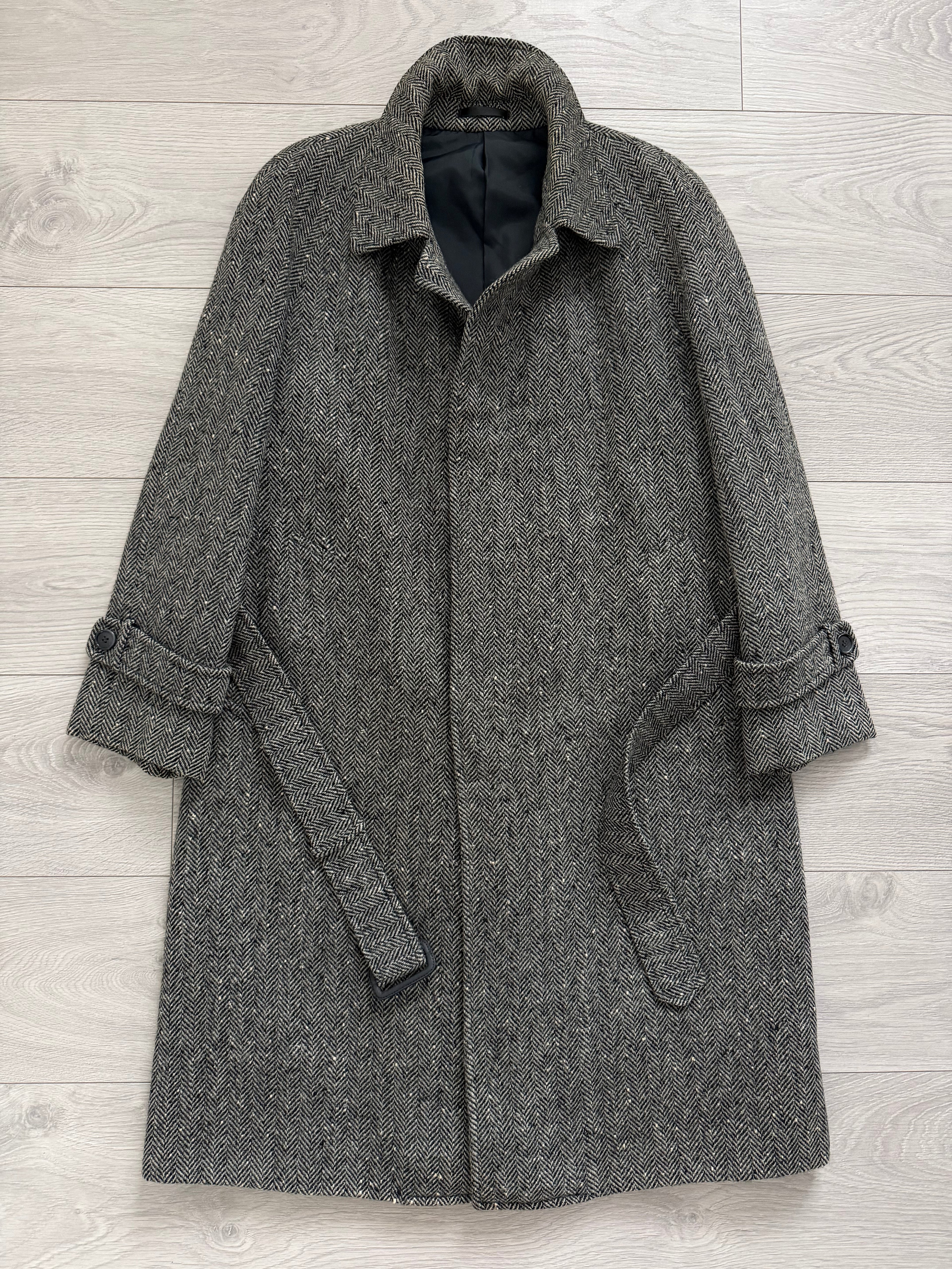 Marcel Lassance 1990s Herringbone Wool Belted Coat - Size S