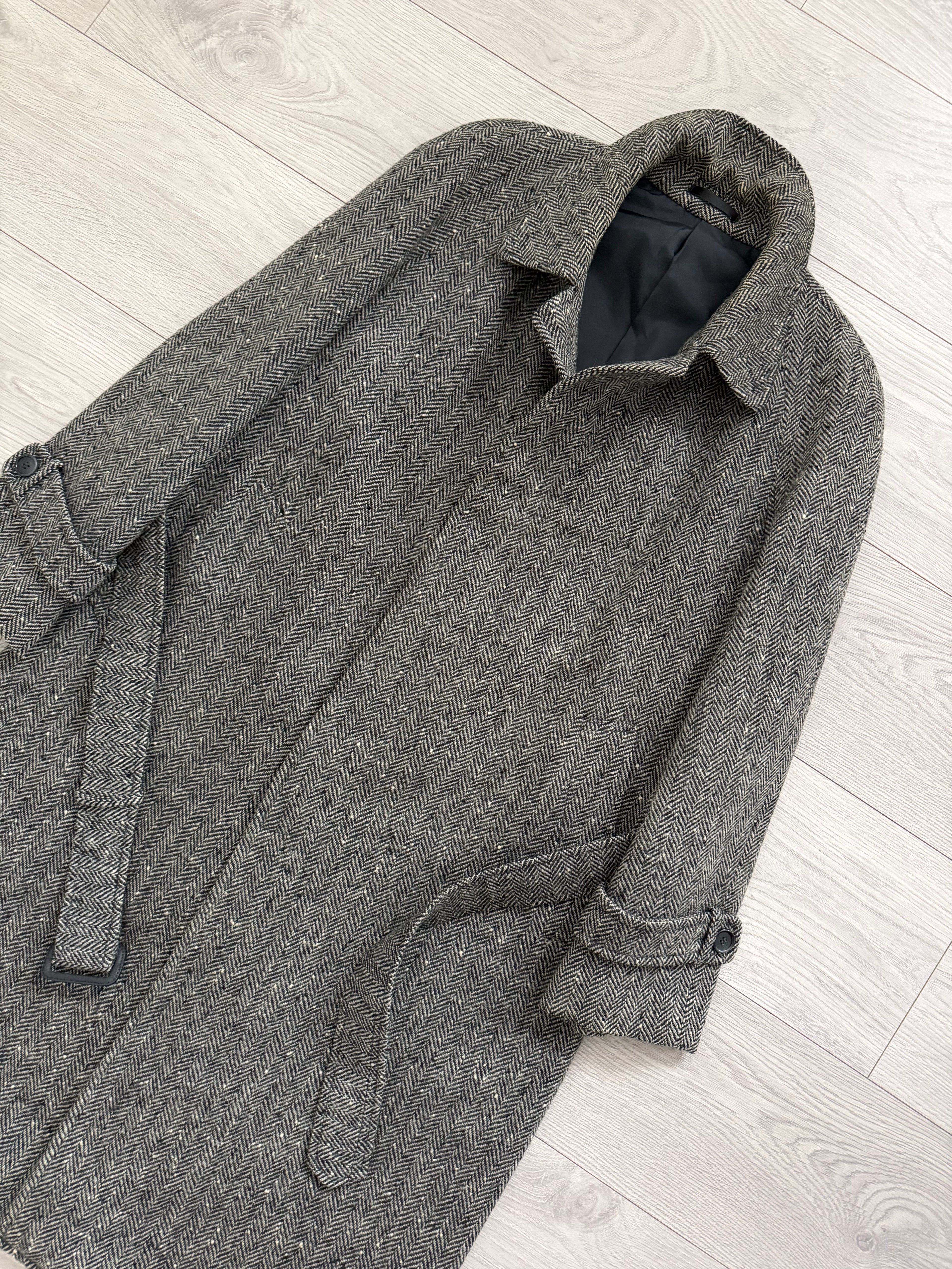 Marcel Lassance 1990s Herringbone Wool Belted Coat - Size S