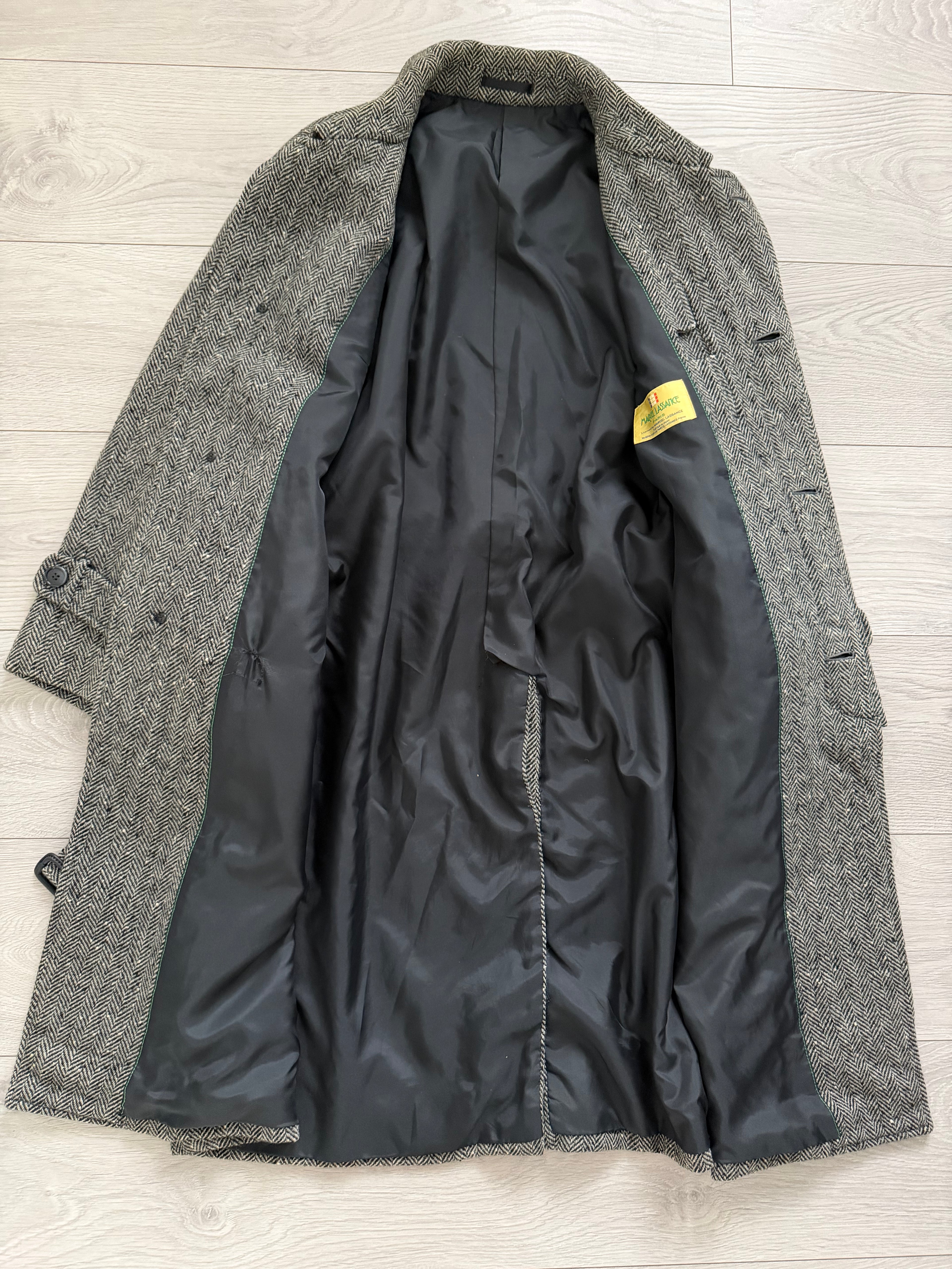 Marcel Lassance 1990s Herringbone Wool Belted Coat - Size S