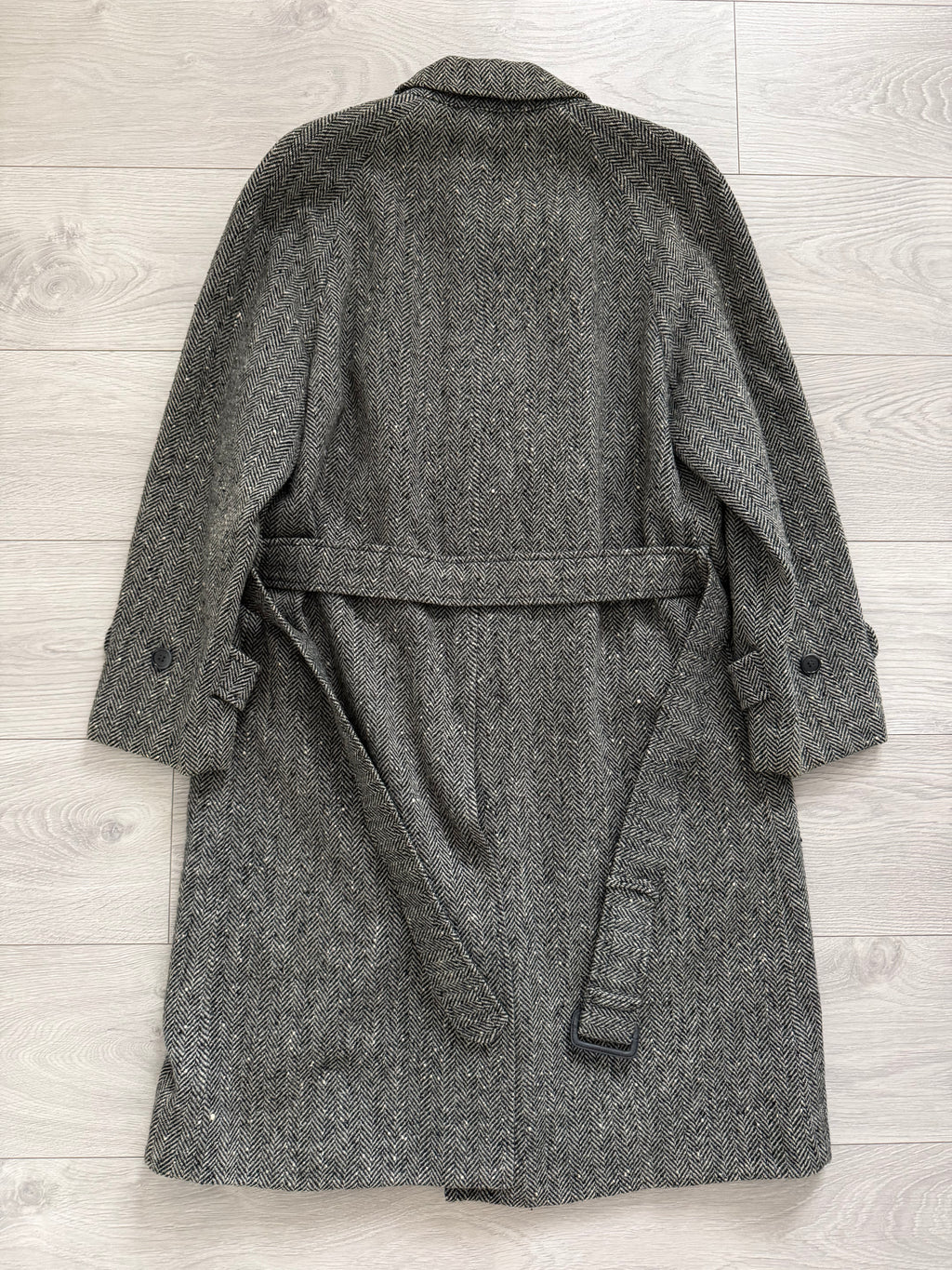Marcel Lassance 1990s Herringbone Wool Belted Coat - Size S