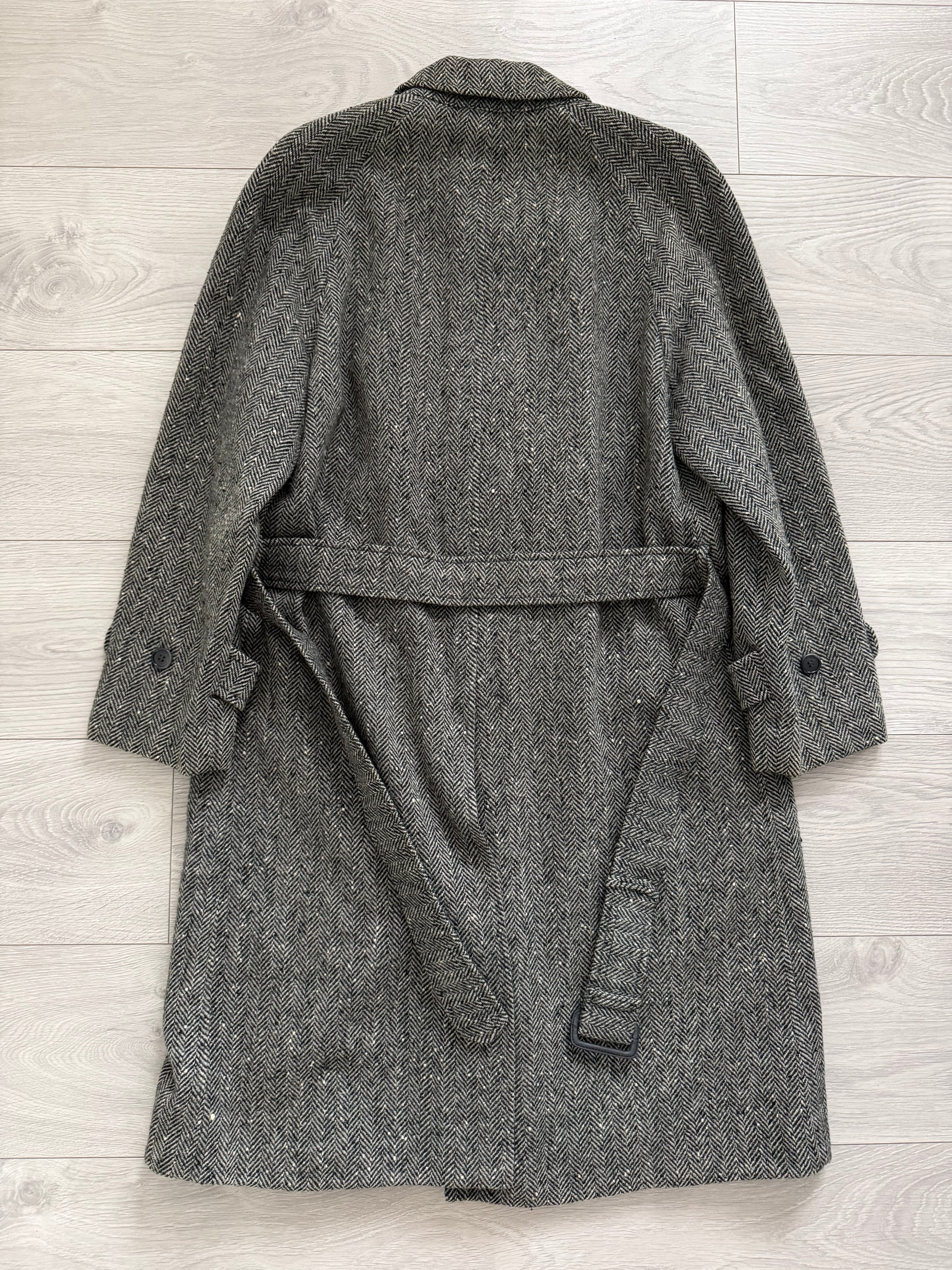 Marcel Lassance 1990s Herringbone Wool Belted Coat - Size S