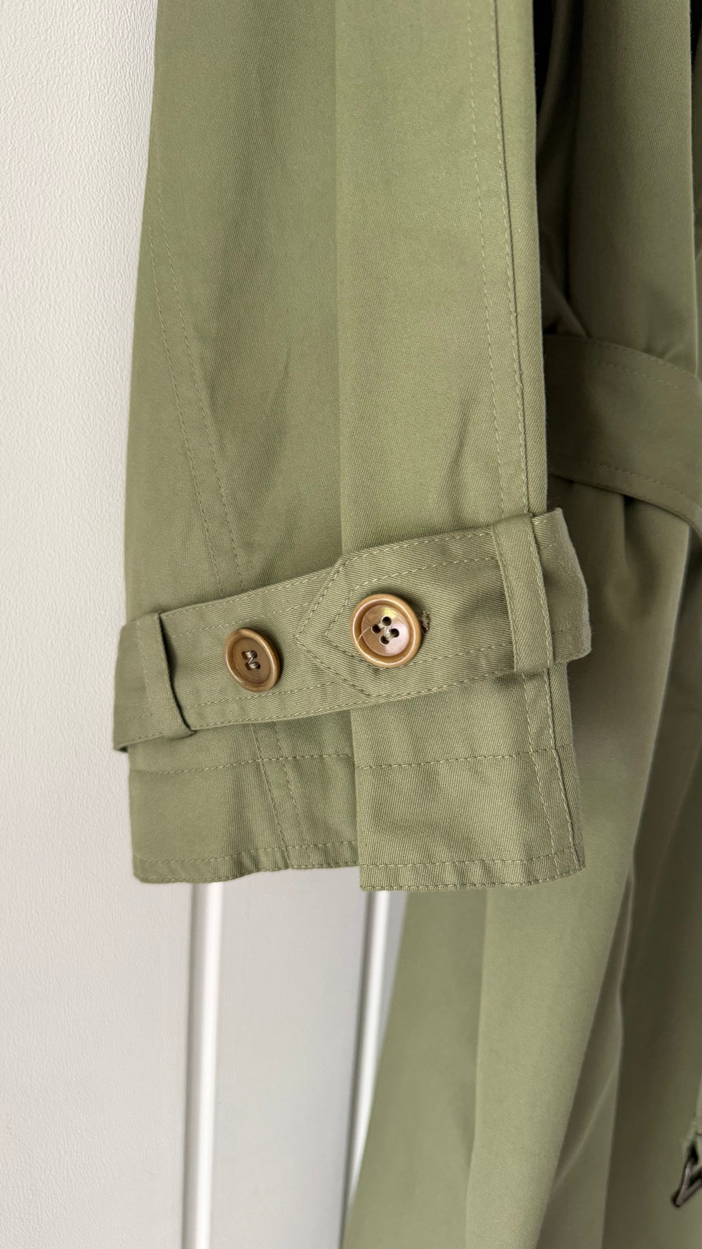 Valentino Couture 1980s Belted Cotton Trench Coat Olive Green - Size XL
