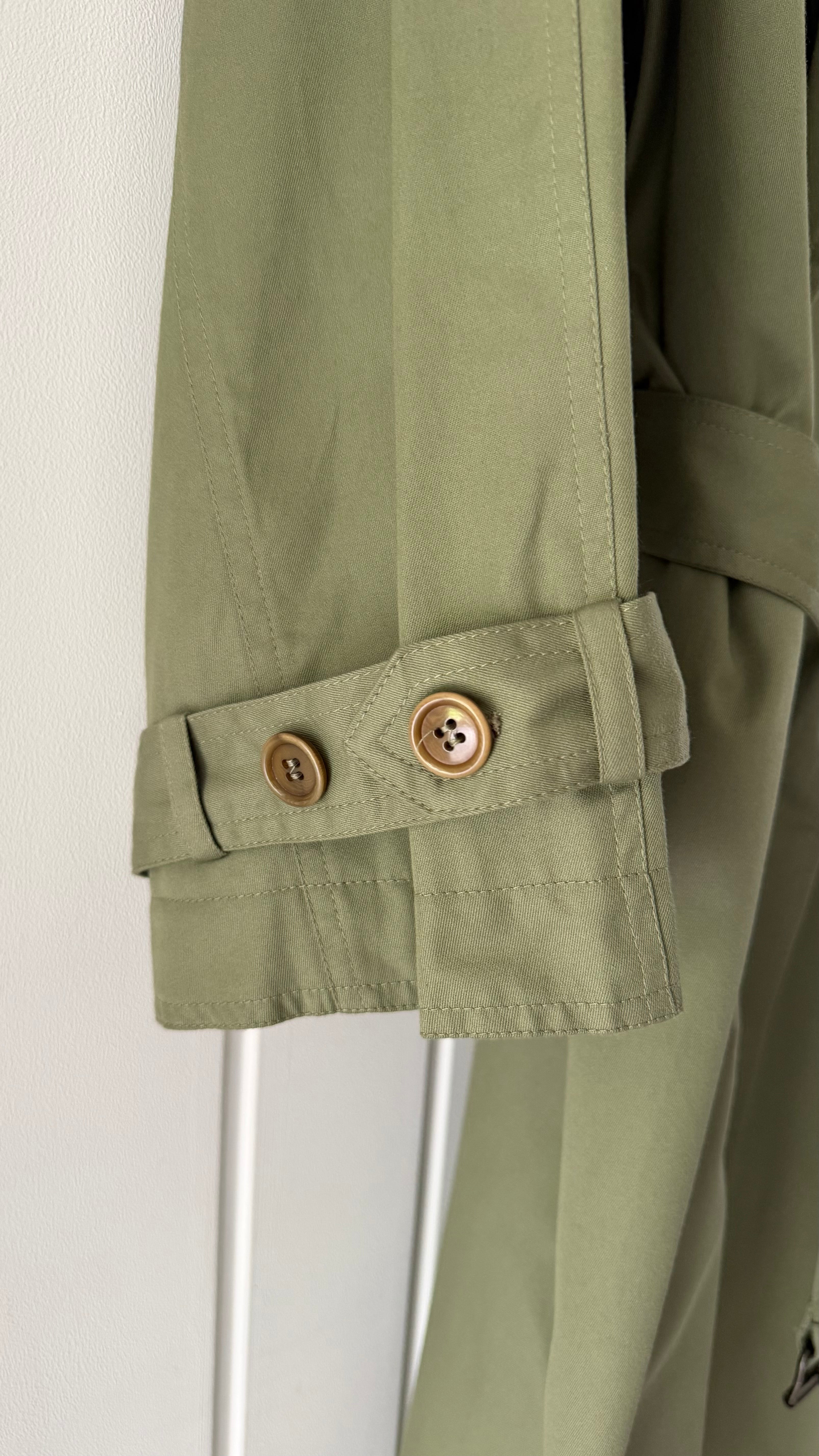 Valentino Couture 1980s Belted Cotton Trench Coat Olive Green - Size XL