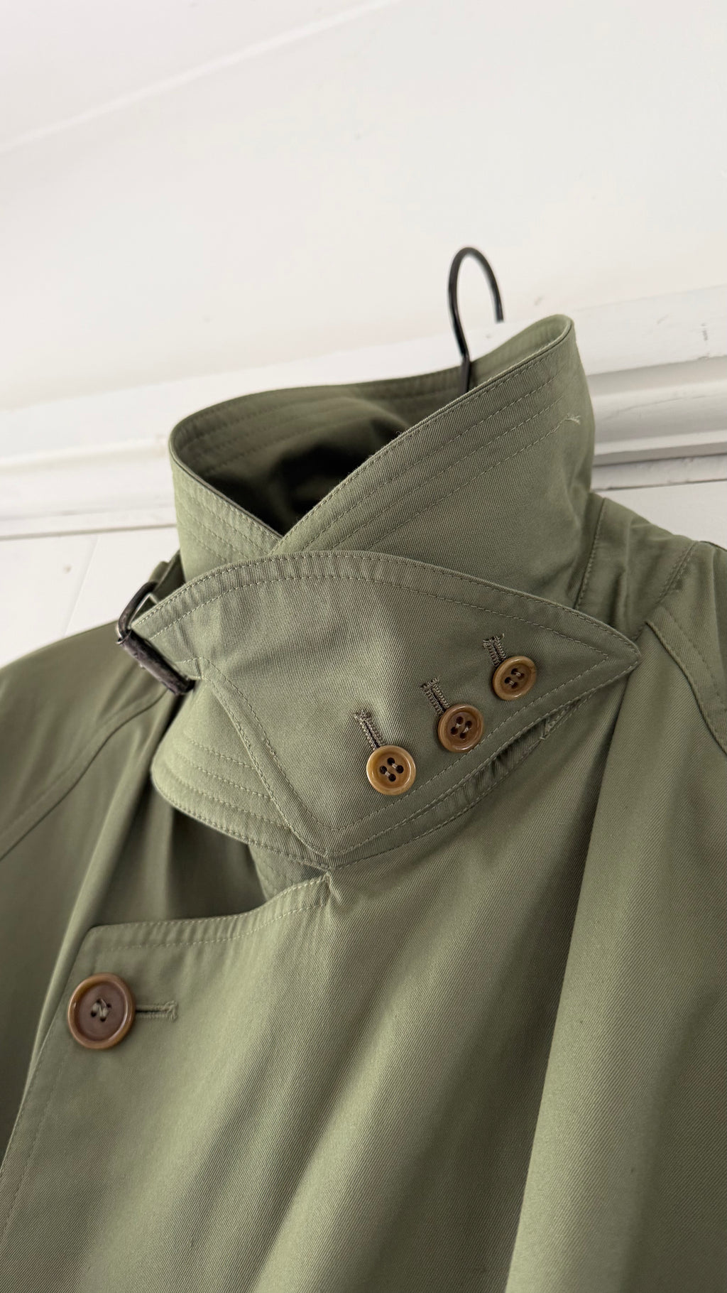 Valentino Couture 1980s Belted Cotton Trench Coat Olive Green - Size XL