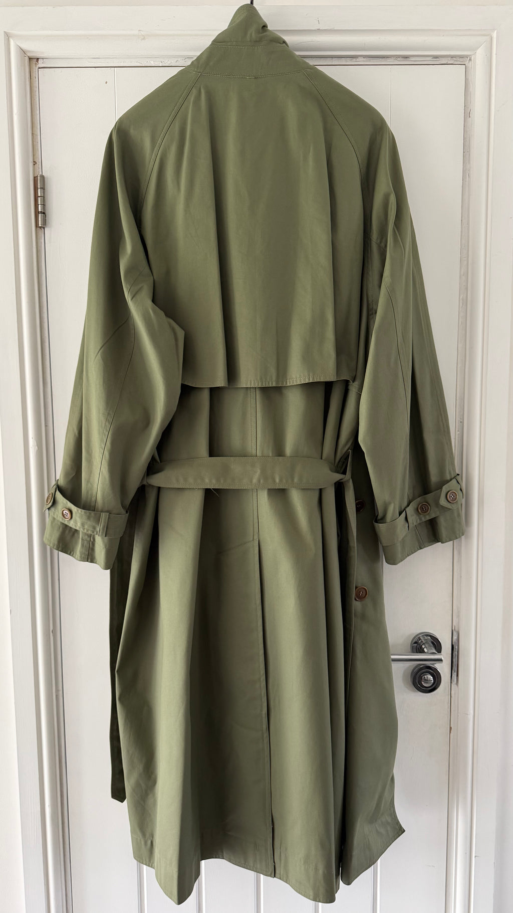 Valentino Couture 1980s Belted Cotton Trench Coat Olive Green - Size XL