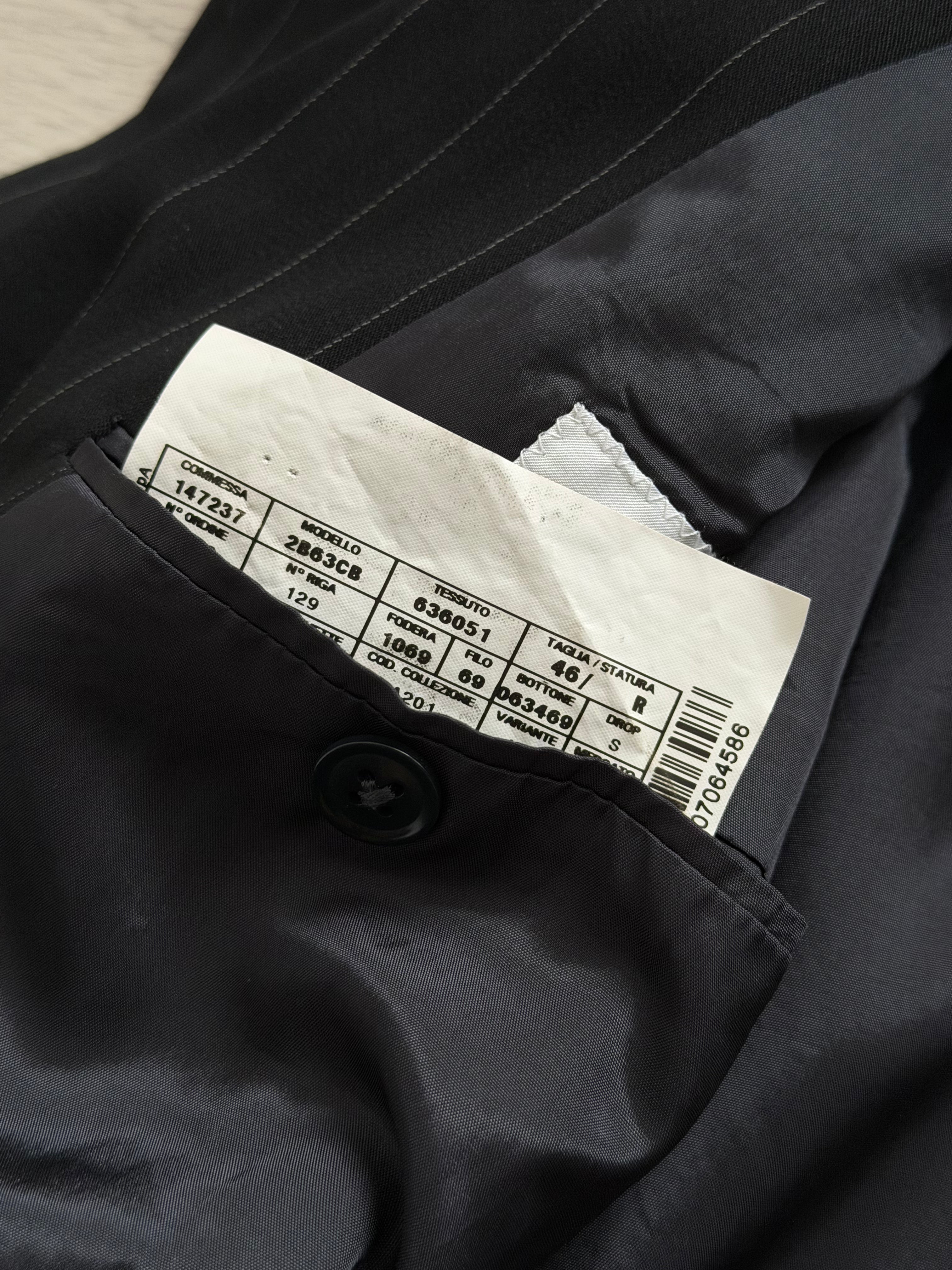 Armani 1990s Peaked Lapel Double Breasted Pinstriped Wool Blend Sport Jacket Blazer - Size S