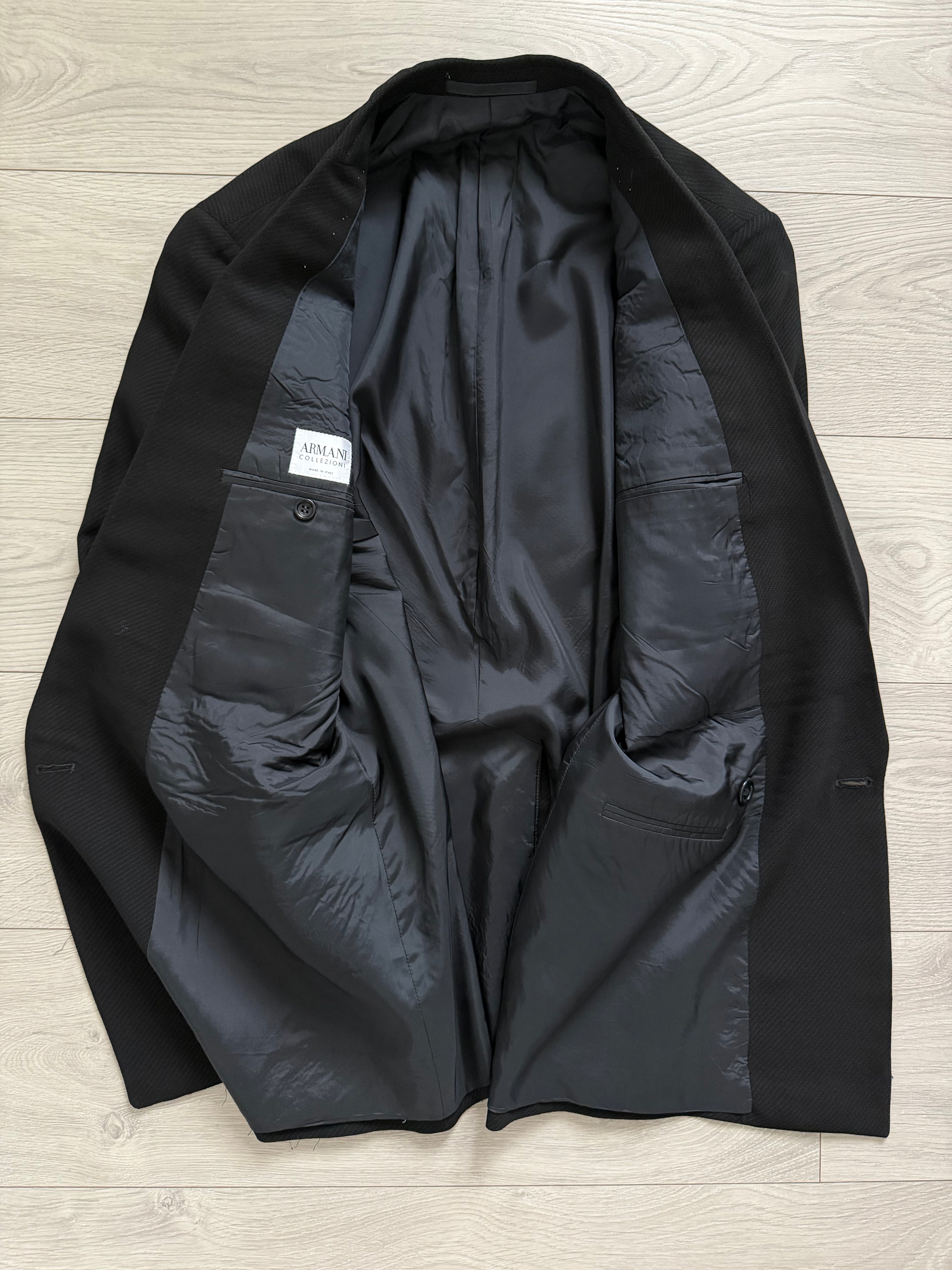 Armani 1990s Peaked Lapel Double Breasted Textured Wool Blend Sport Jacket Blazer - Size M