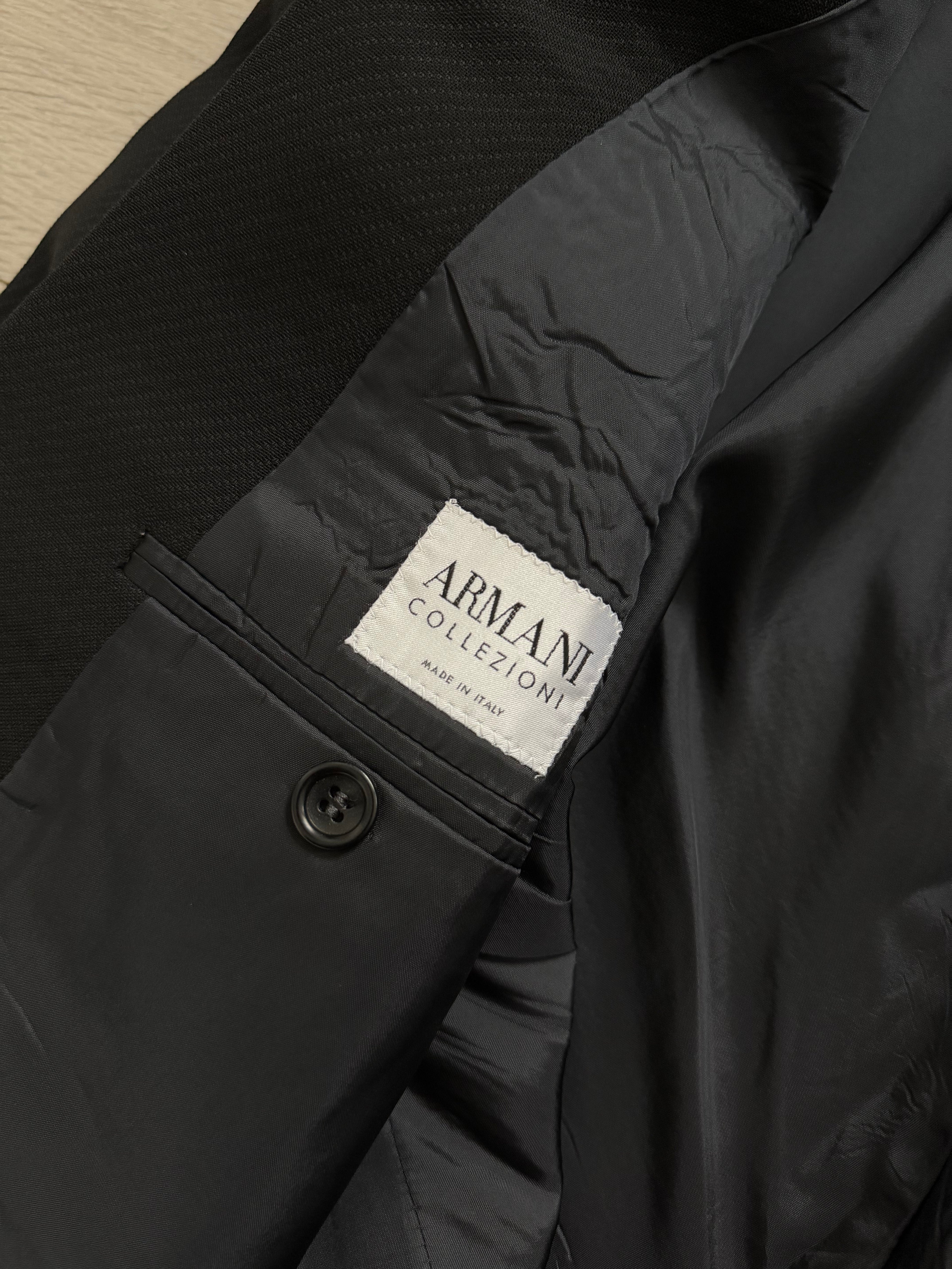 Armani 1990s Peaked Lapel Double Breasted Textured Wool Blend Sport Jacket Blazer - Size M