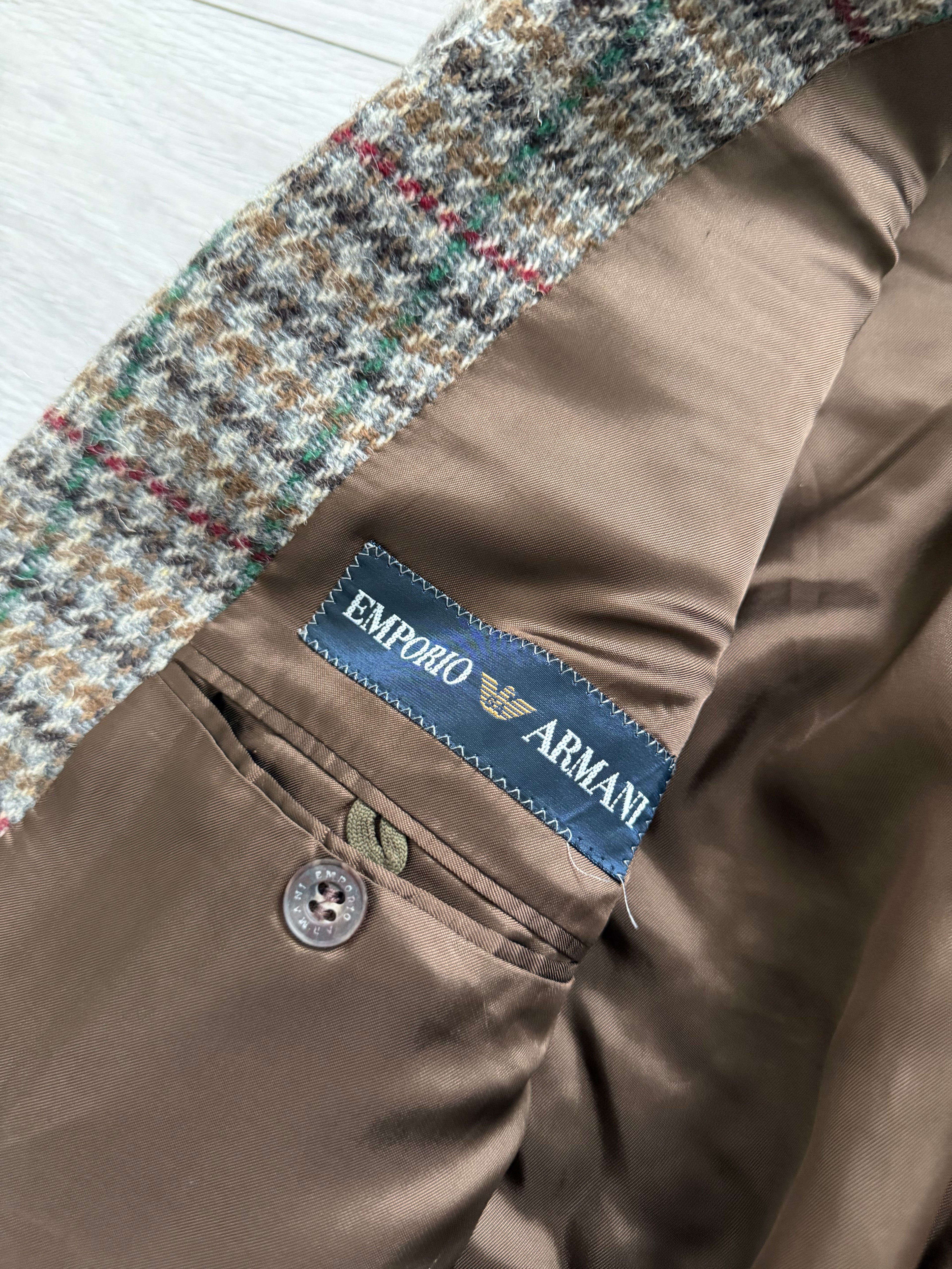 Emporio Armani 1980s 2B Wool Check Sport Jacket Blazer - Size M