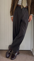 Armani 1990s Draped Wool Pleated Pants Gray - Size 34" Waist