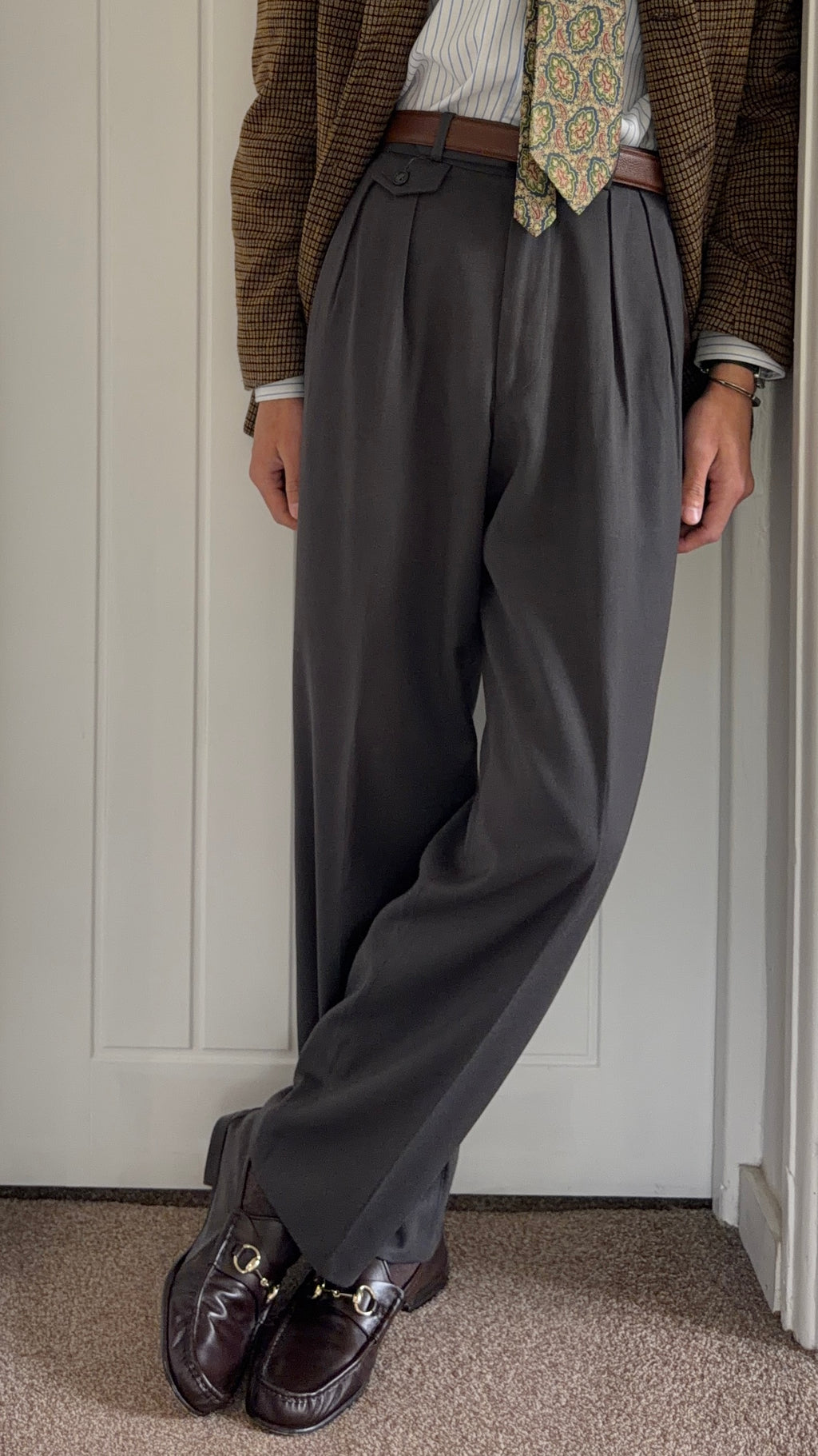Emporio Armani 1990s Double Pleat Coin Pocket Cotton Pants - Size 33" Waist