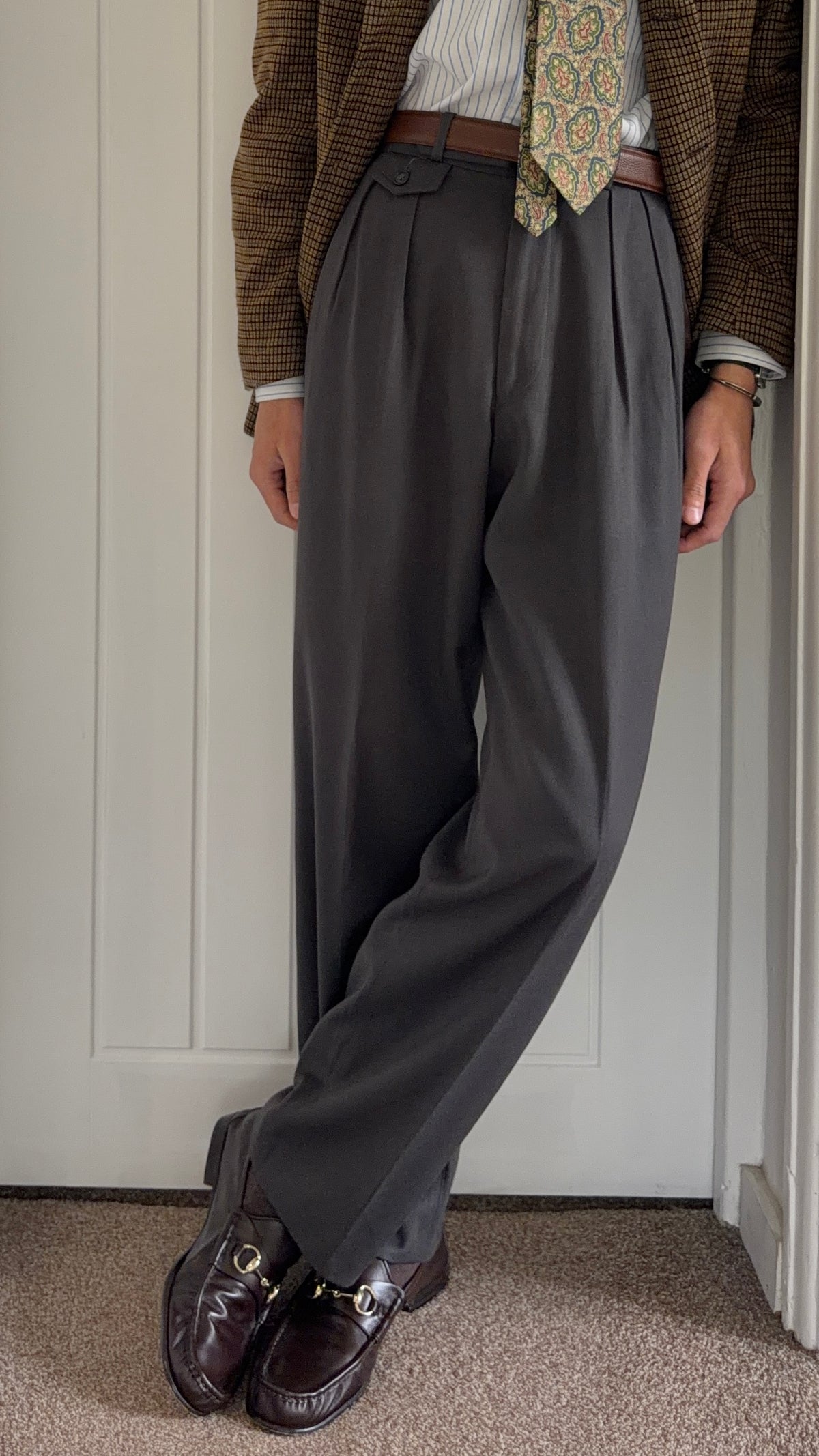 Emporio Armani 1990s Double Pleat Coin Pocket Cotton Pants - Size 33" Waist