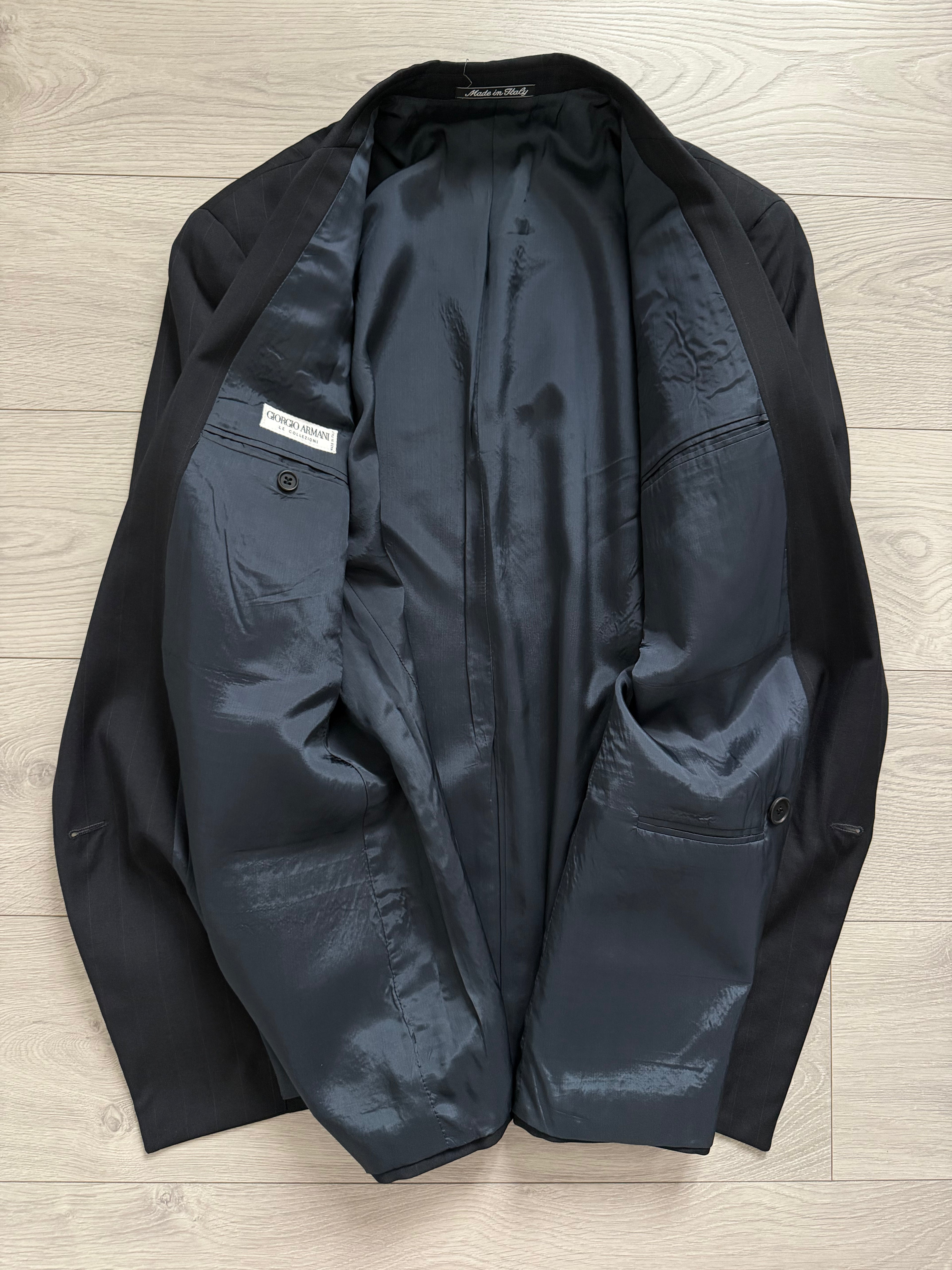 Giorgio Armani 1980s Metal Button Double Breasted Navy Wool Sport Jacket Blazer - Size L
