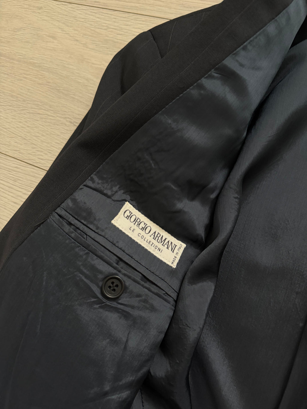 Giorgio Armani 1980s Metal Button Double Breasted Navy Wool Sport Jacket Blazer - Size L