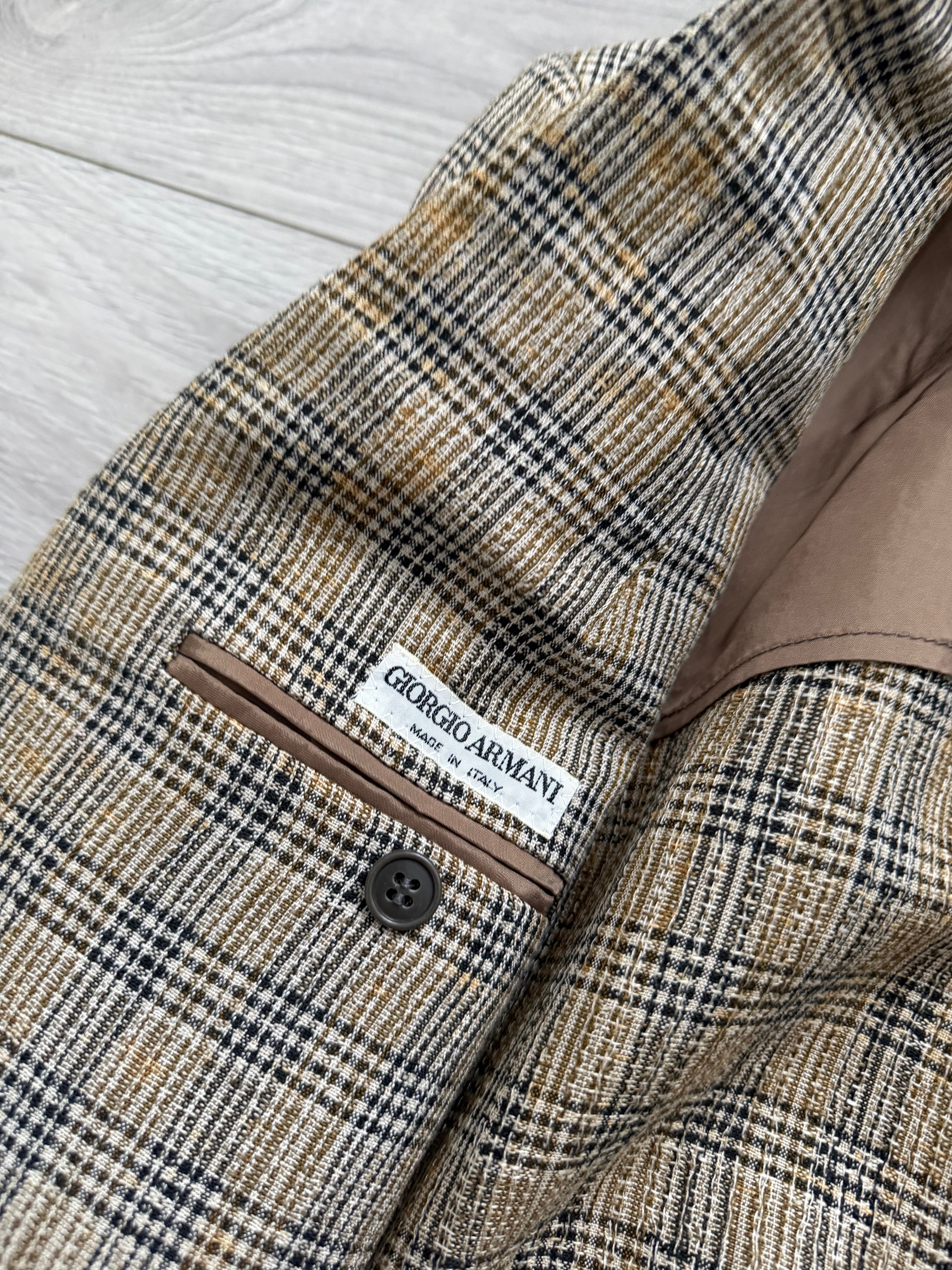 Giorgio Armani Mainline 1980s Linen Cotton 2B Textured Sport Jacket Blazer - Size M