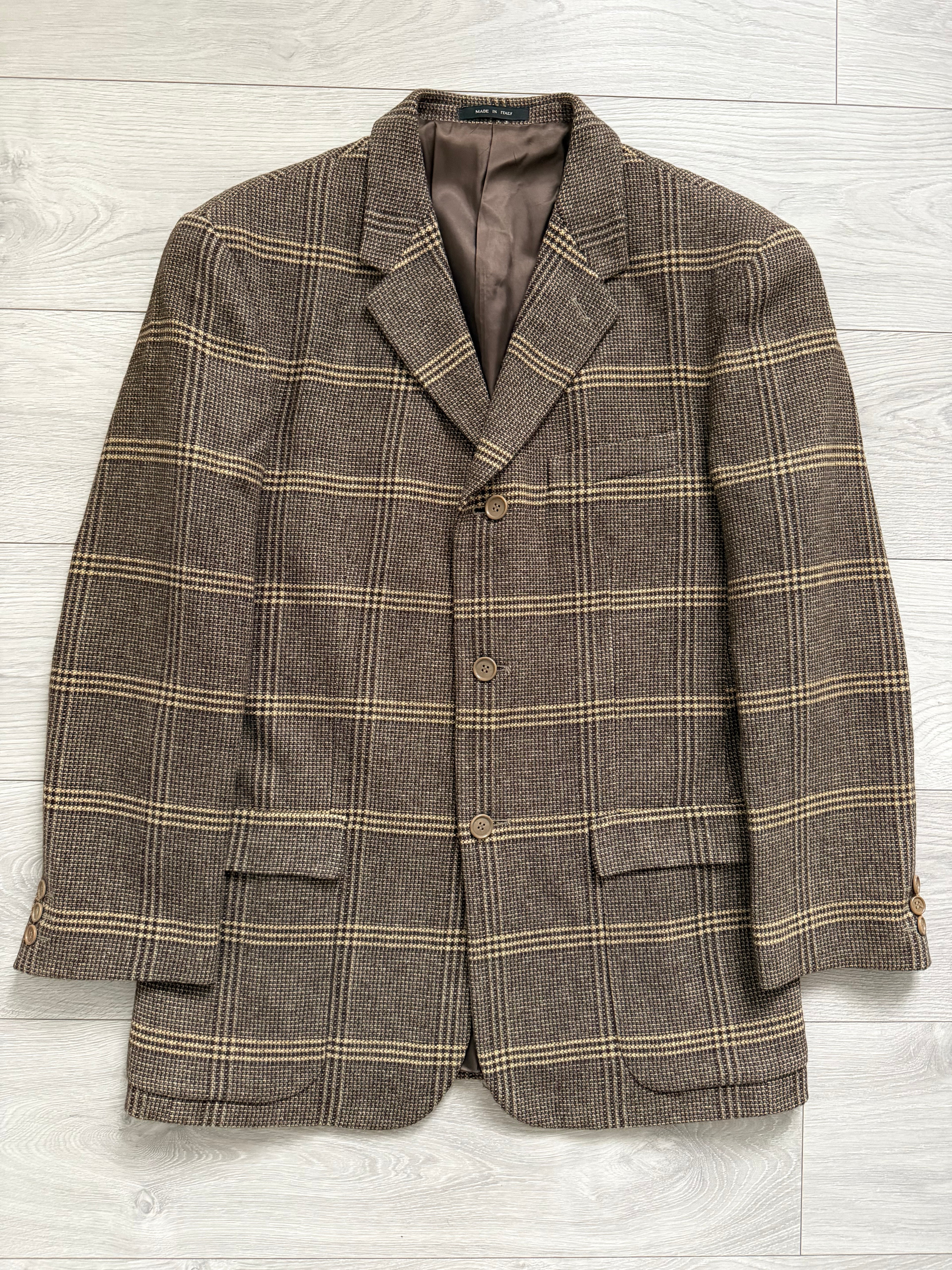 Emporio Armani 1990s 3B Check Wool Sport Jacket Blazer - Size M