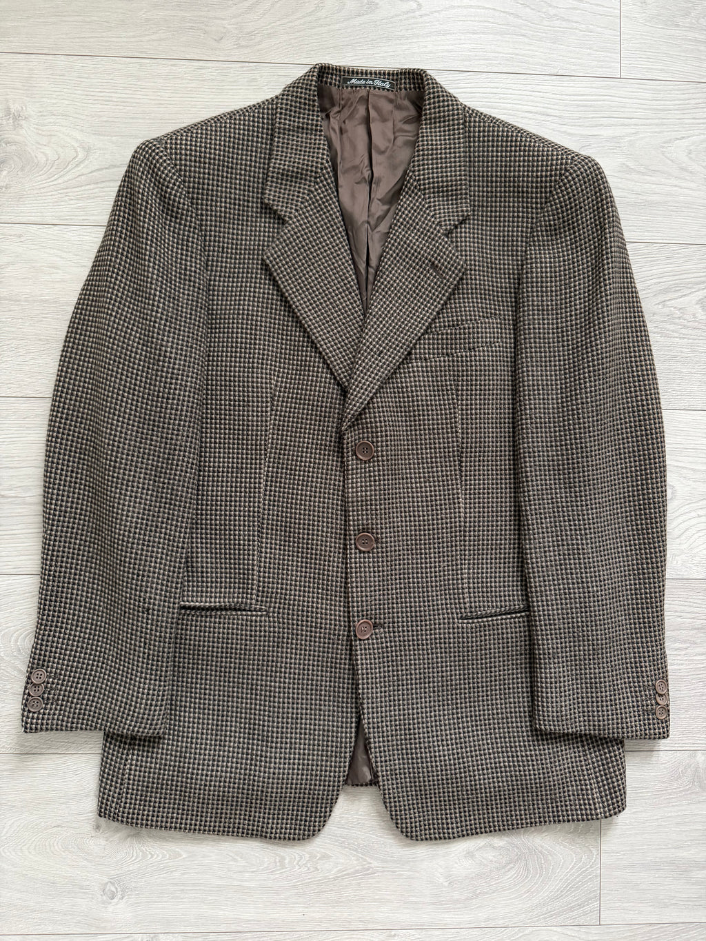 Giorgio Armani 1980s 3B Wool Cashmere Textured Brown Sport Jacket Blazer - Size M