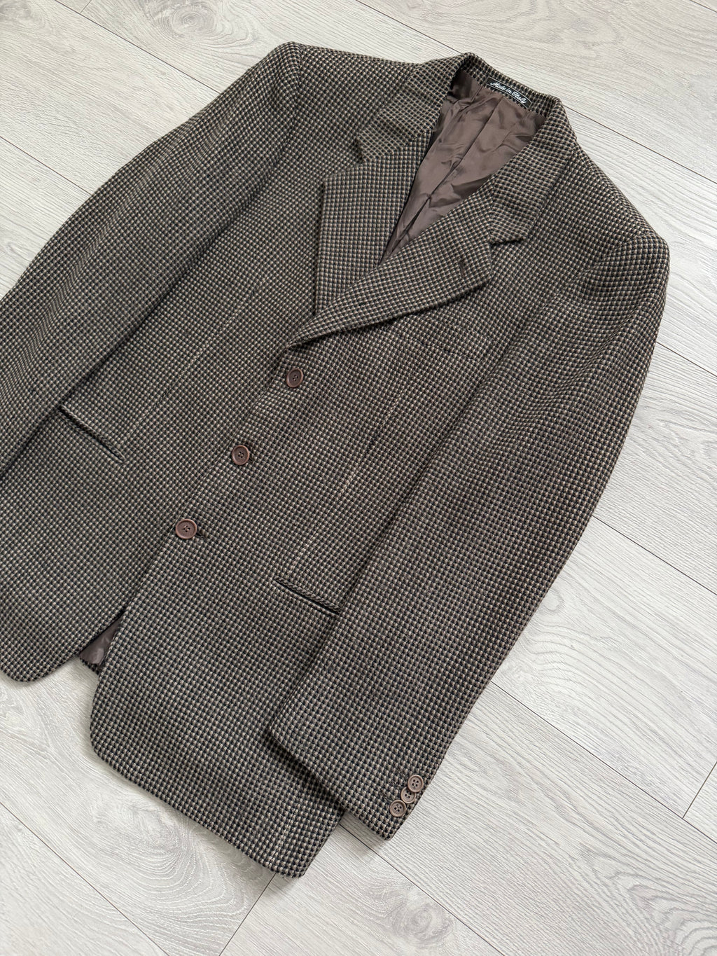 Giorgio Armani 1980s 3B Wool Cashmere Textured Brown Sport Jacket Blazer - Size M