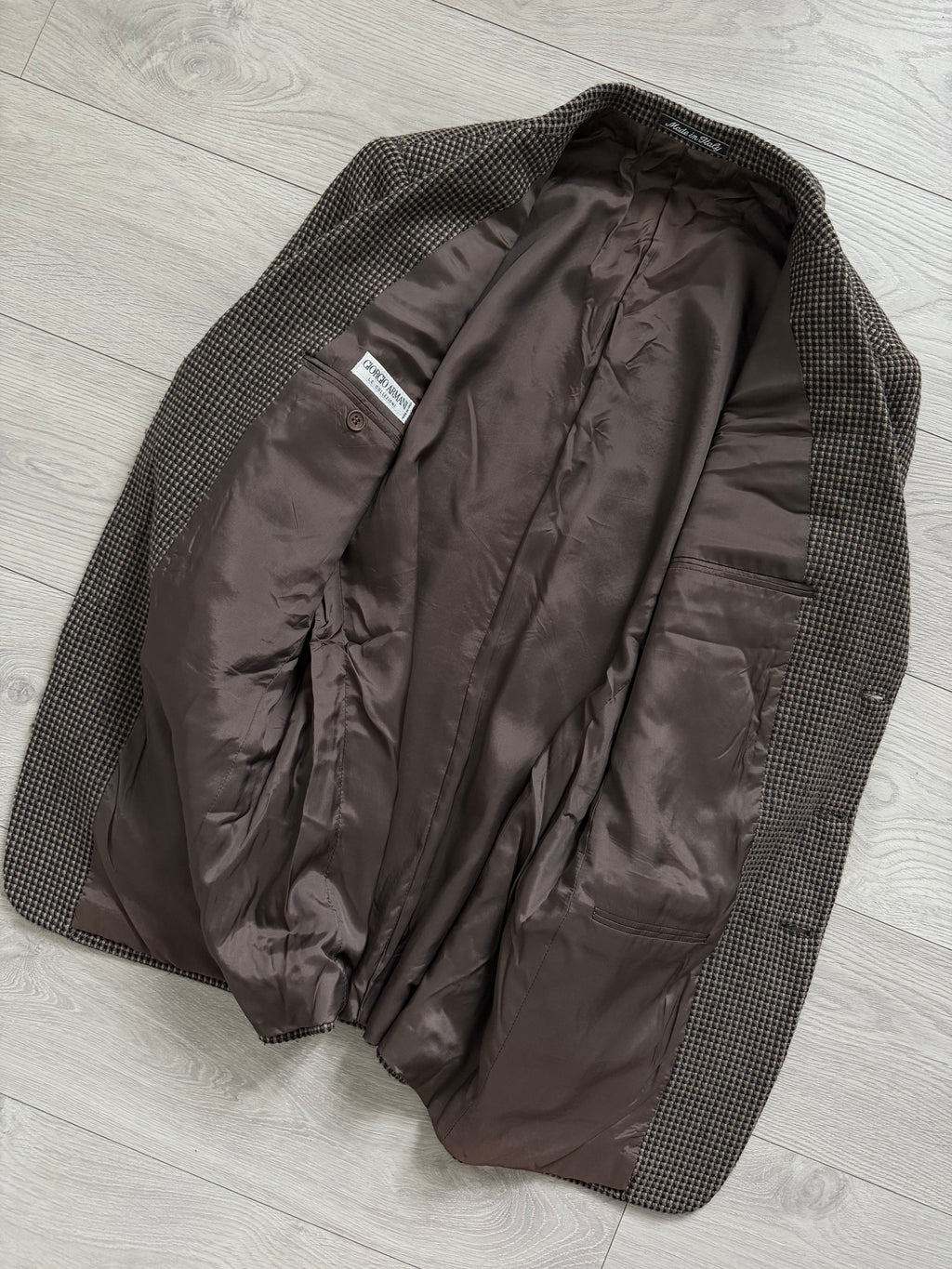Giorgio Armani 1980s 3B Wool Cashmere Textured Brown Sport Jacket Blazer - Size M