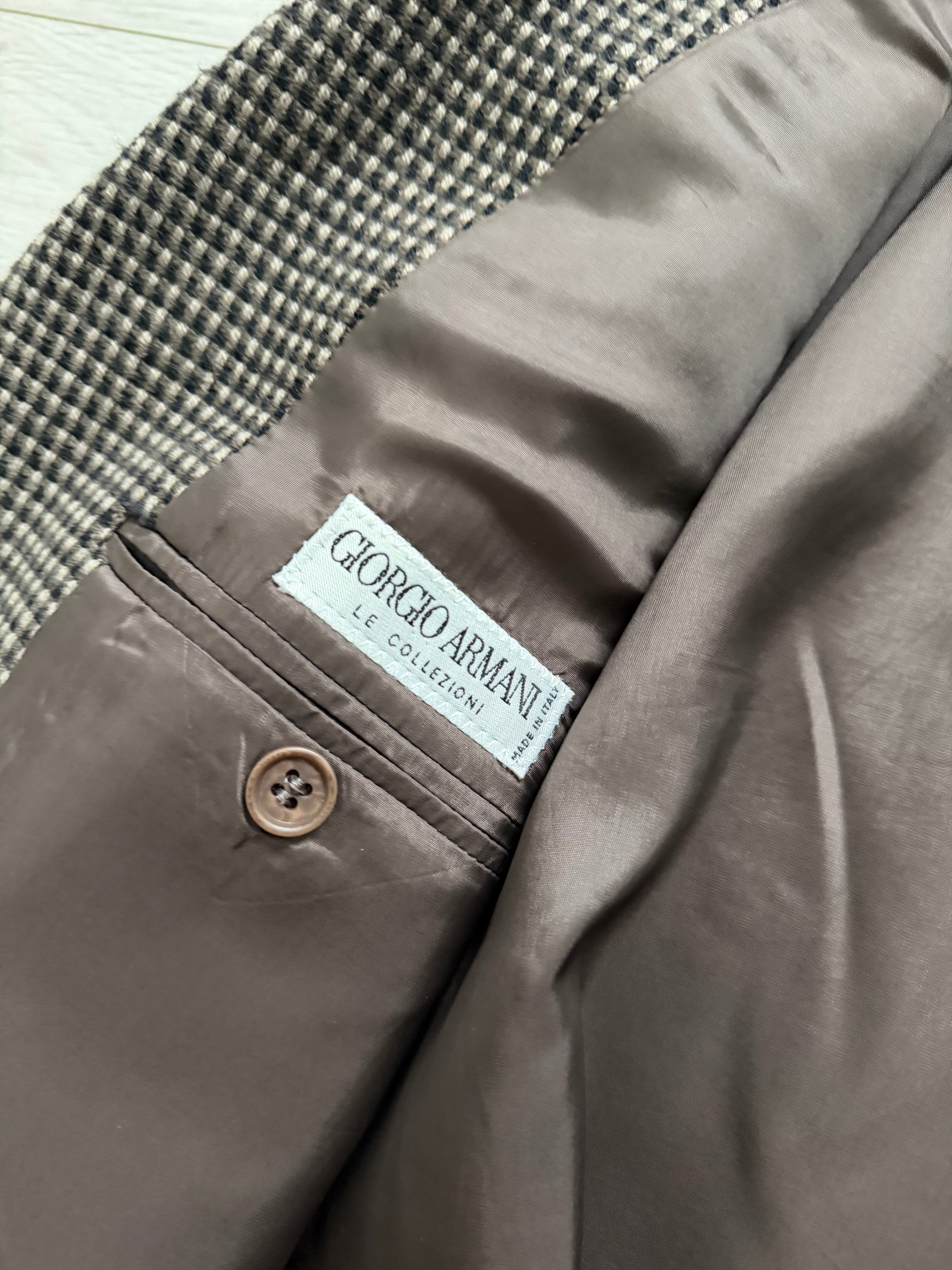 Giorgio Armani 1980s 3B Wool Cashmere Textured Brown Sport Jacket Blazer - Size M