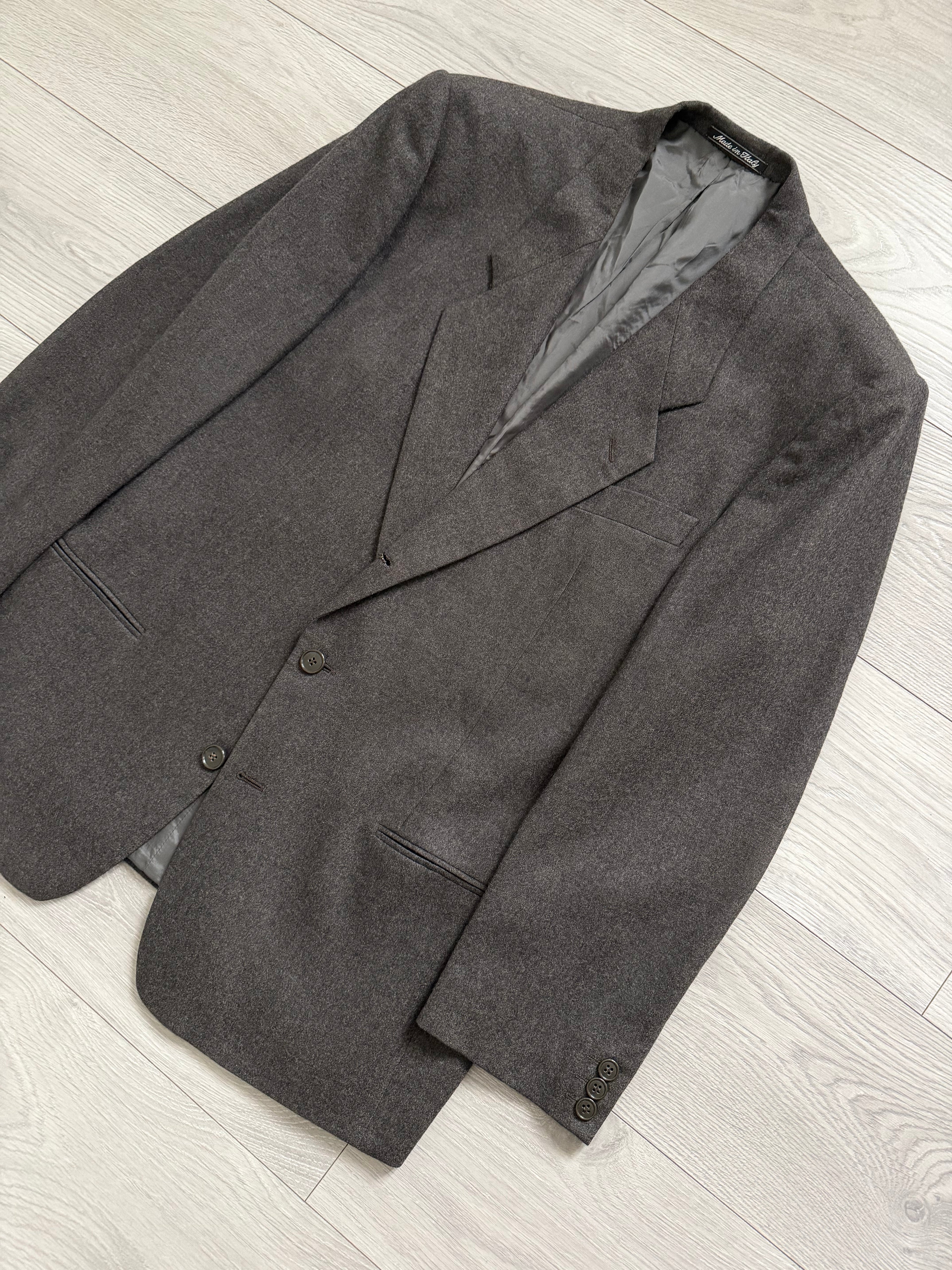 Giorgio Armani 1980s Rolled 3B Wool Sport Jacket Blazer Espresso Charcoal - Size XL