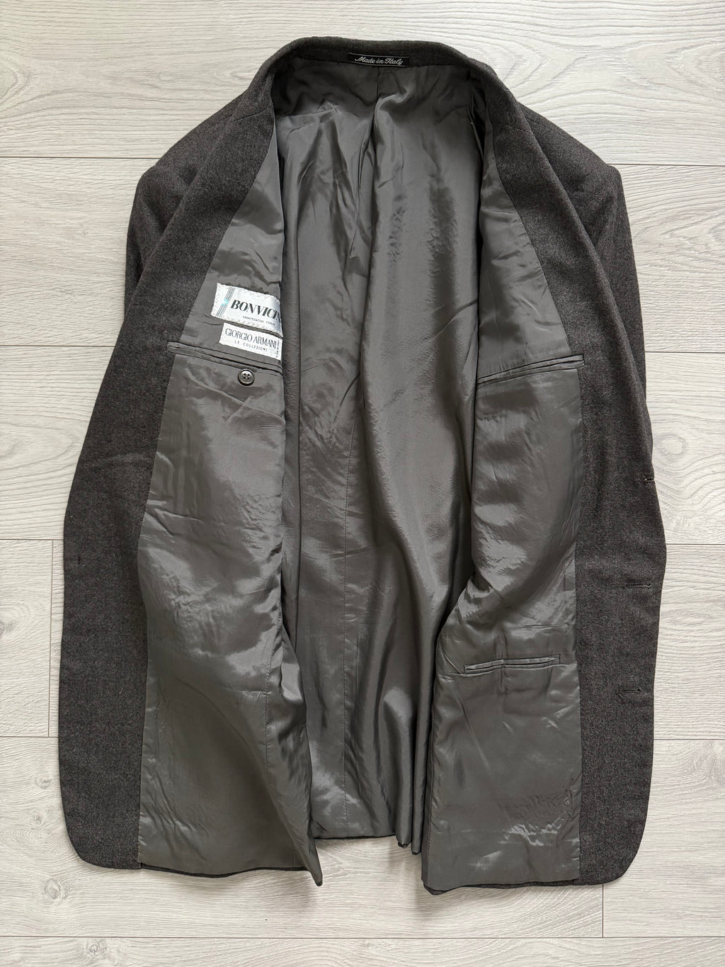 Giorgio Armani 1980s Rolled 3B Wool Sport Jacket Blazer Espresso Charcoal - Size XL