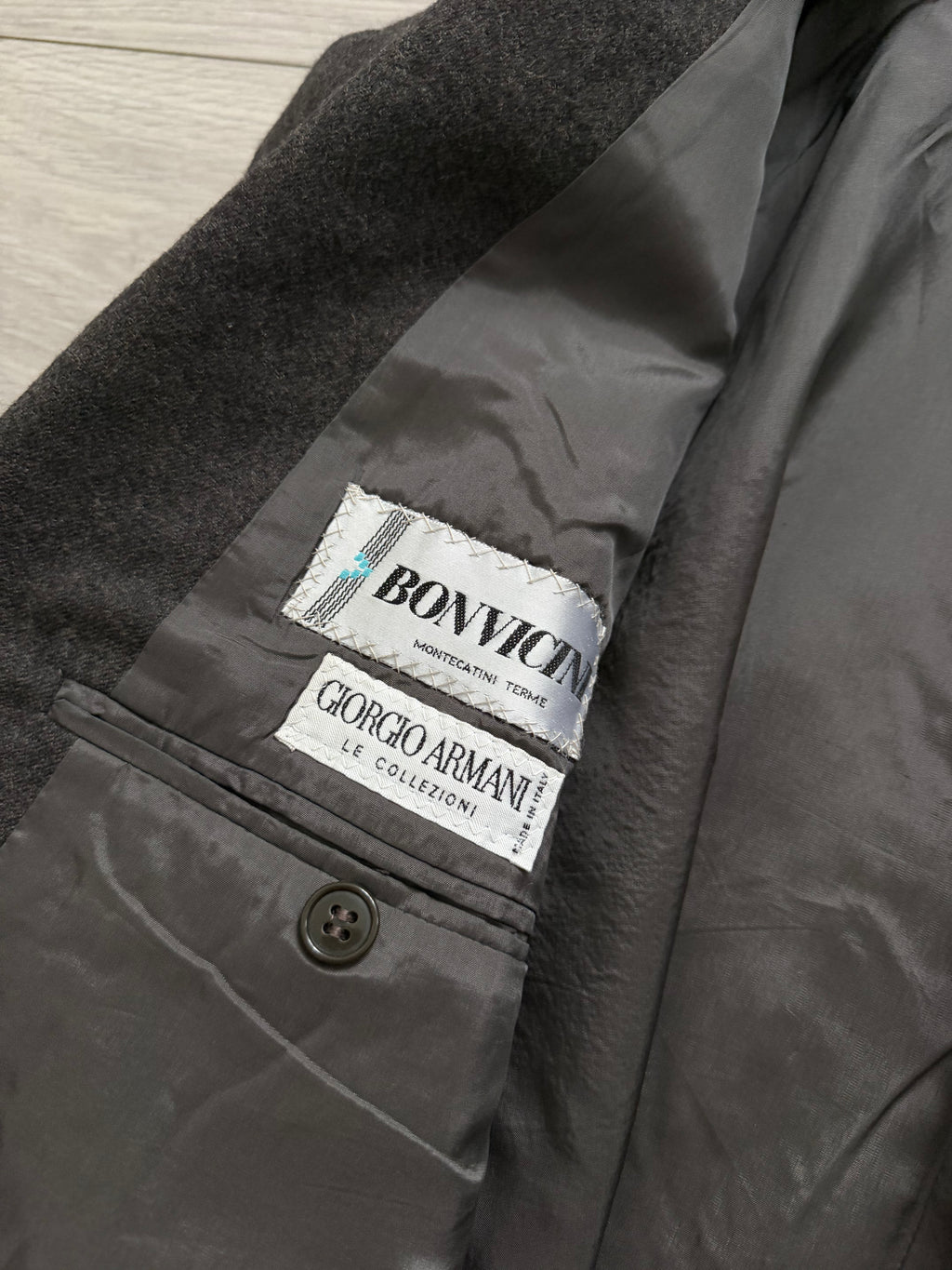 Giorgio Armani 1980s Rolled 3B Wool Sport Jacket Blazer Espresso Charcoal - Size XL