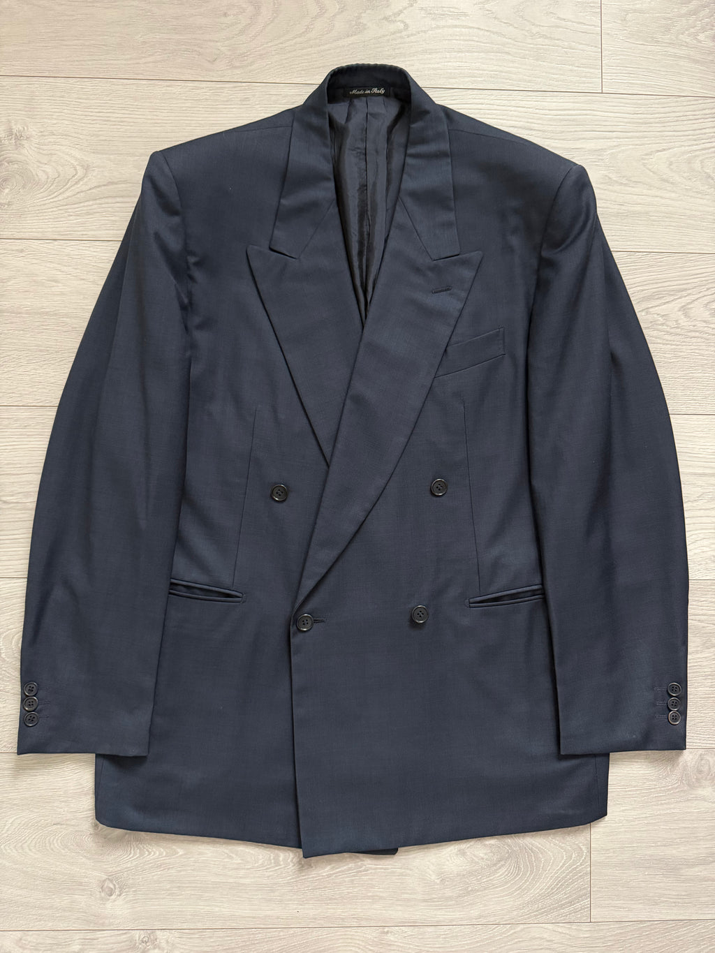 Novecento 1980s Loro Piana Super 100s Tasmanian Wool Double Breasted Jacket Navy - Size XL