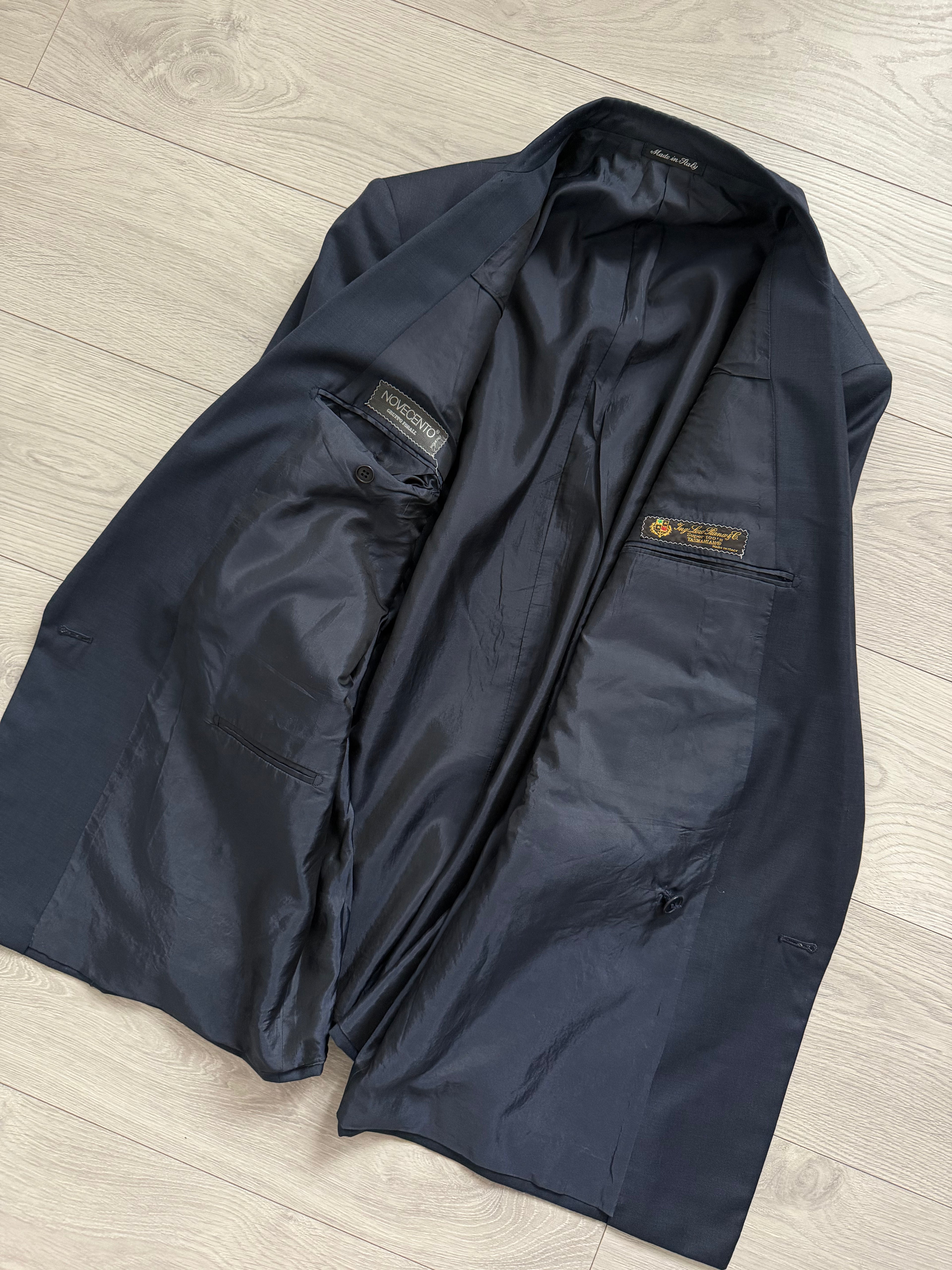 Novecento 1980s Loro Piana Super 100s Tasmanian Wool Double Breasted Jacket Navy - Size XL