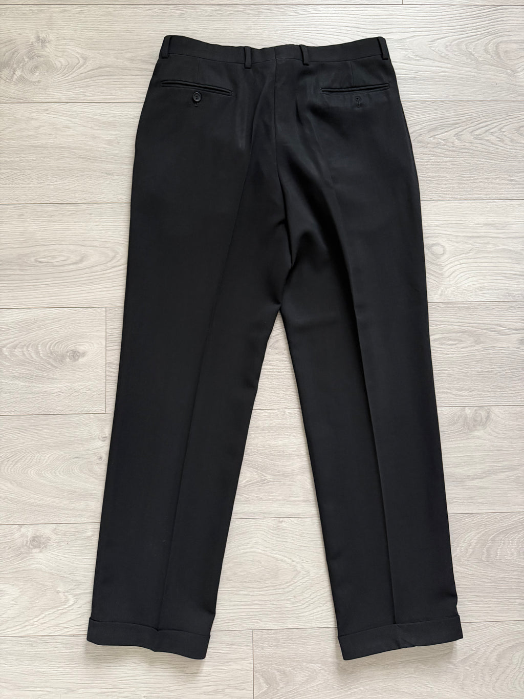 Giorgio Armani 1980s Pleated Draped Wool Pants Black - Size 35" Waist