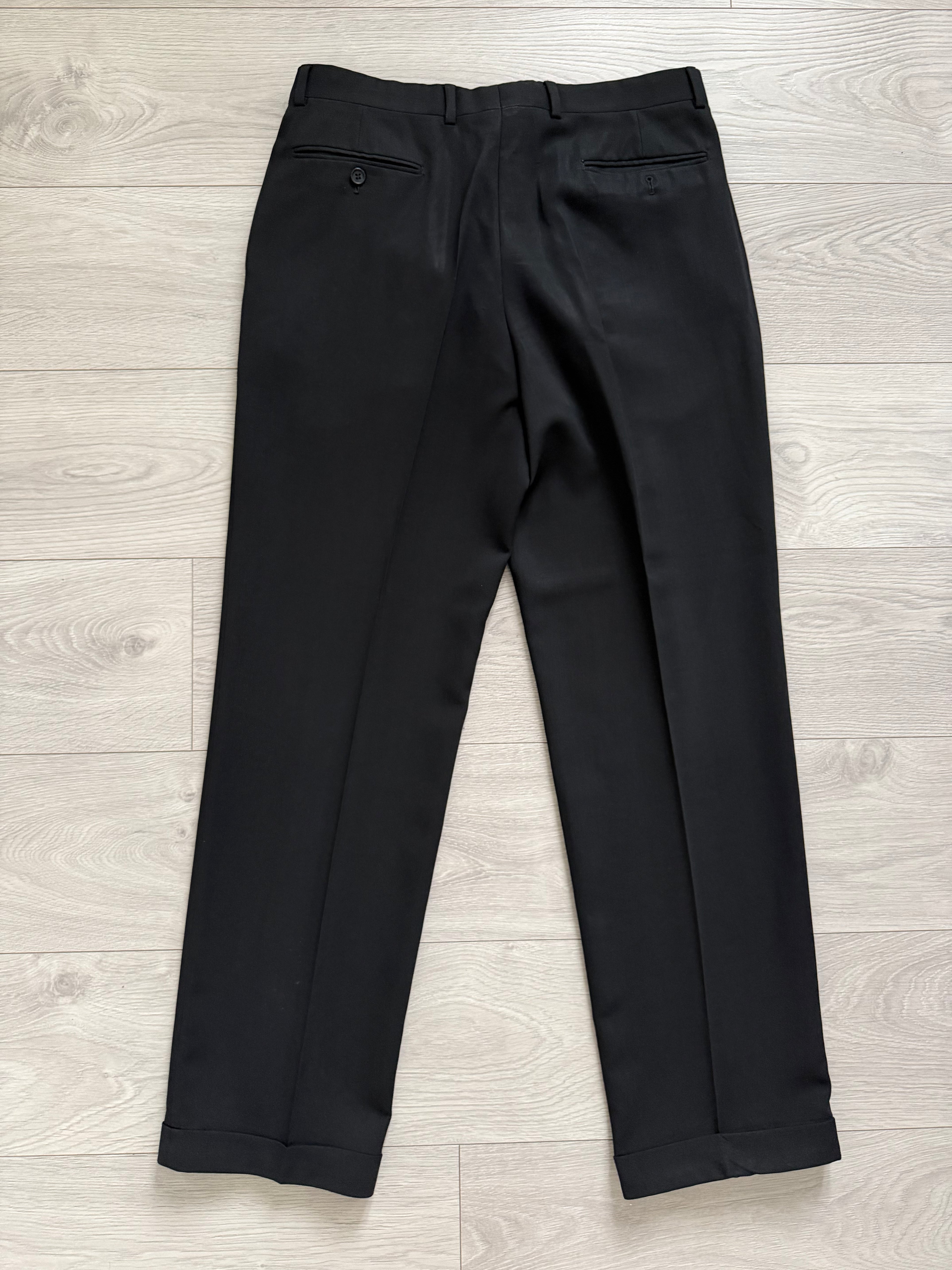 Giorgio Armani 1980s Pleated Draped Wool Pants Black - Size 35" Waist