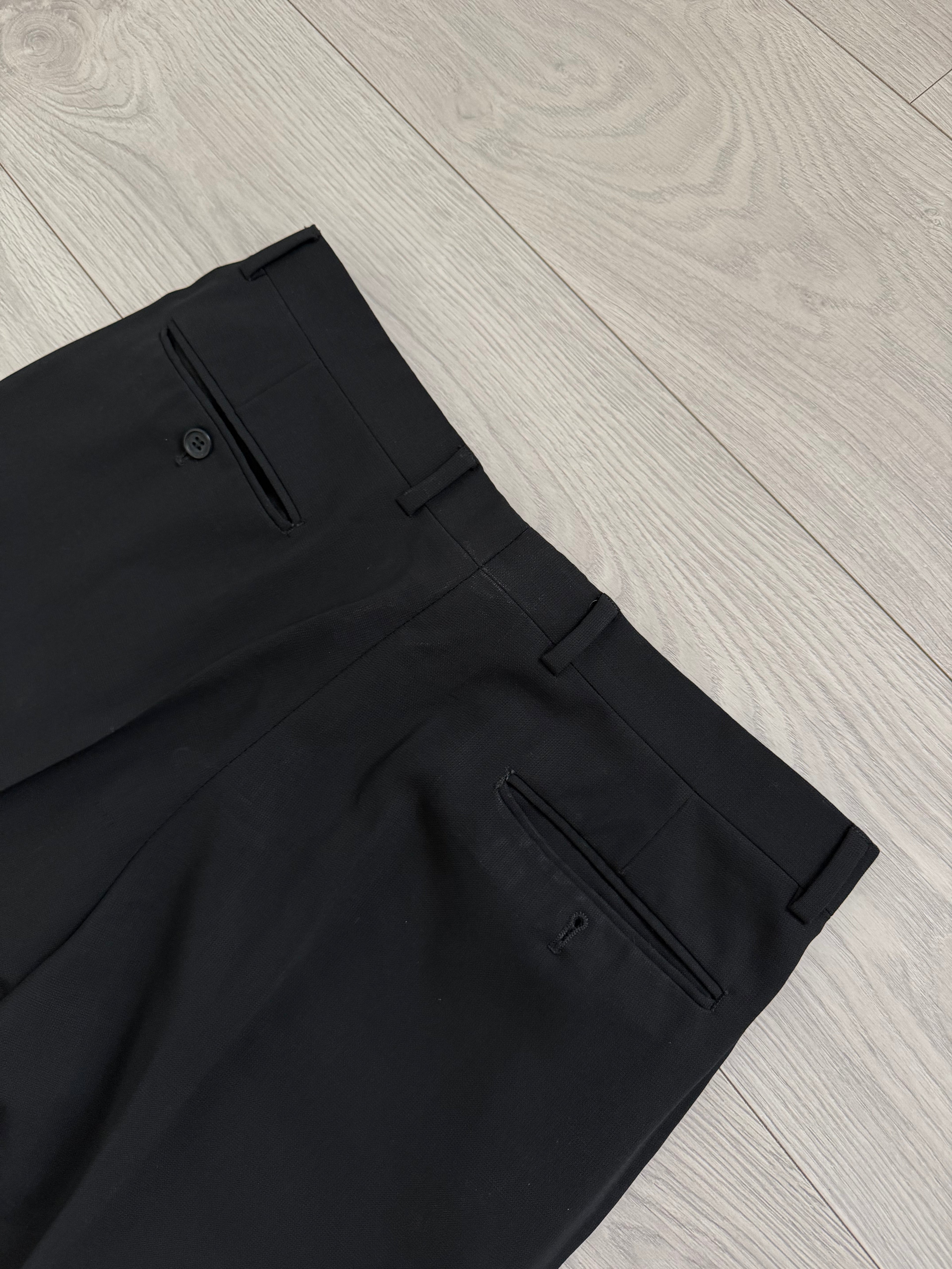 Giorgio Armani 1980s Pleated Draped Wool Pants Black - Size 35" Waist