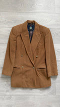 Emporio Armani 1980s Metal Button Double Breasted Wool Cashmere Jacket - Size IT40 / Small Womens