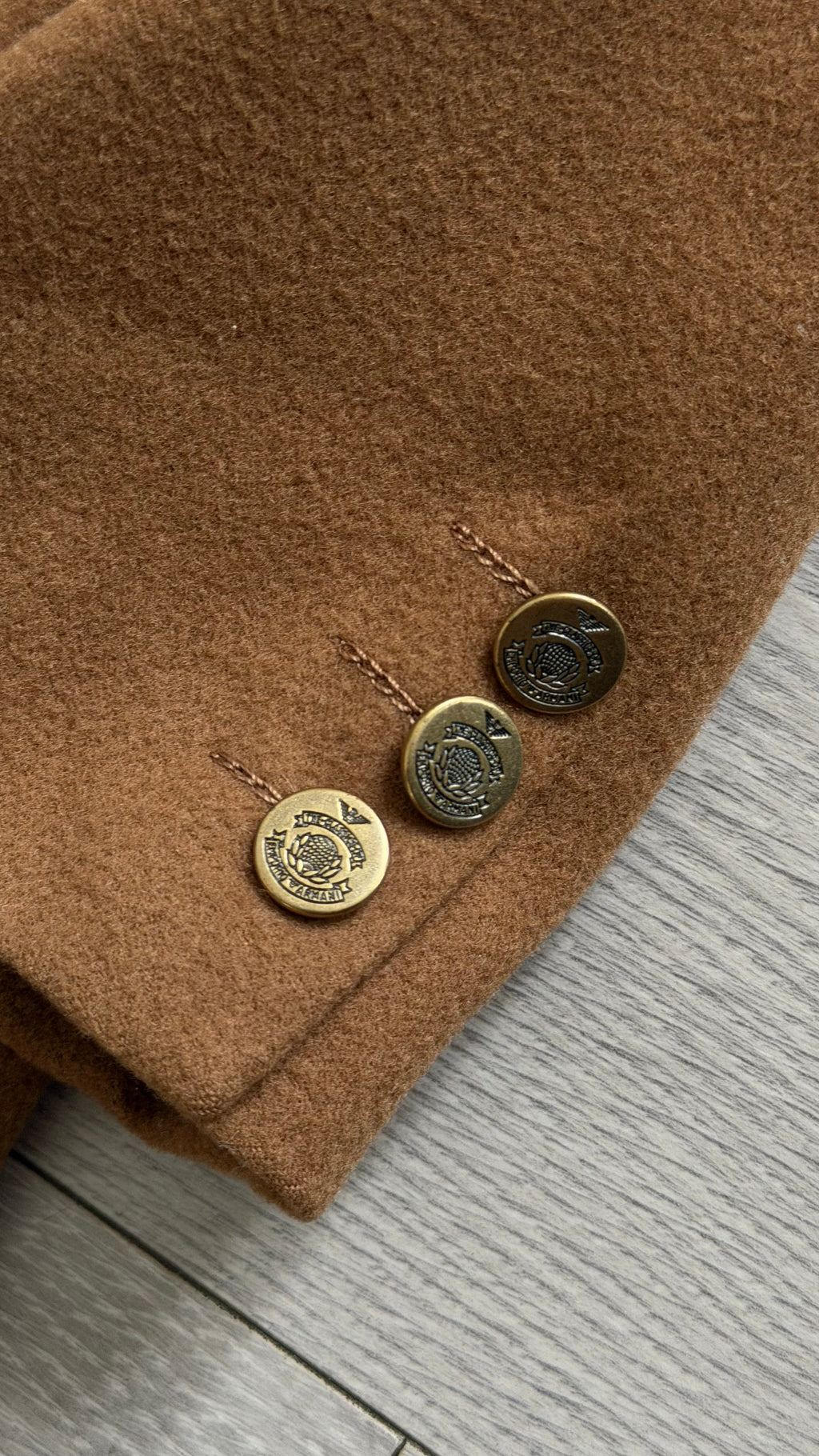 Emporio Armani 1980s Metal Button Double Breasted Wool Cashmere Jacket - Size IT40 / Small Womens