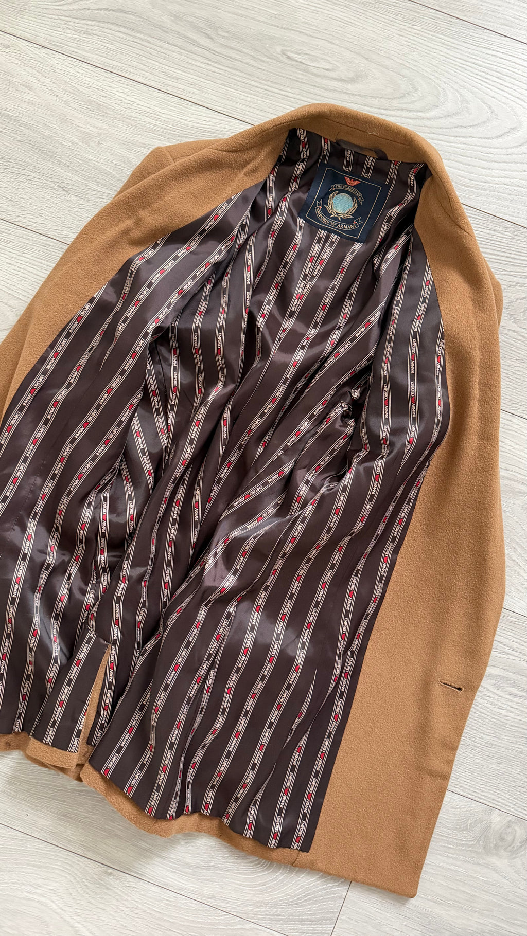 Emporio Armani 1980s Metal Button Double Breasted Wool Cashmere Jacket - Size IT40 / Small Womens