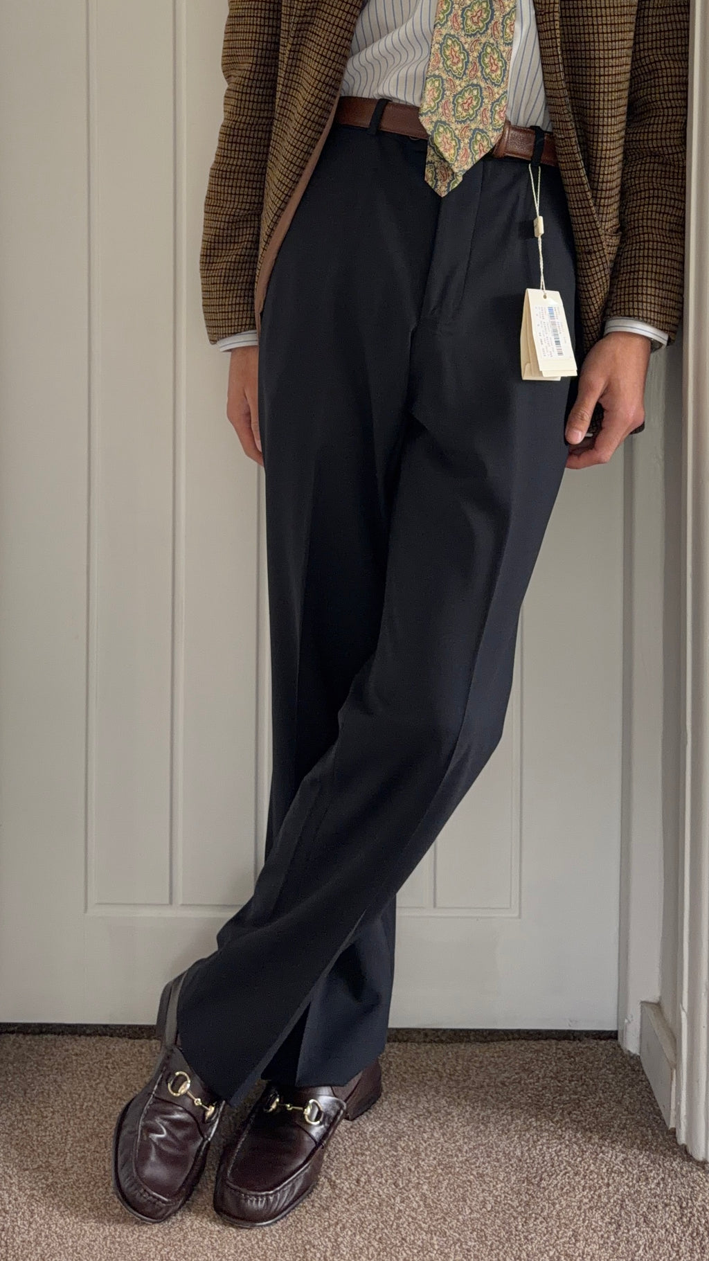 Armani 1990s Pleated Wool Pants Midnight Blue - Size 32" Waist