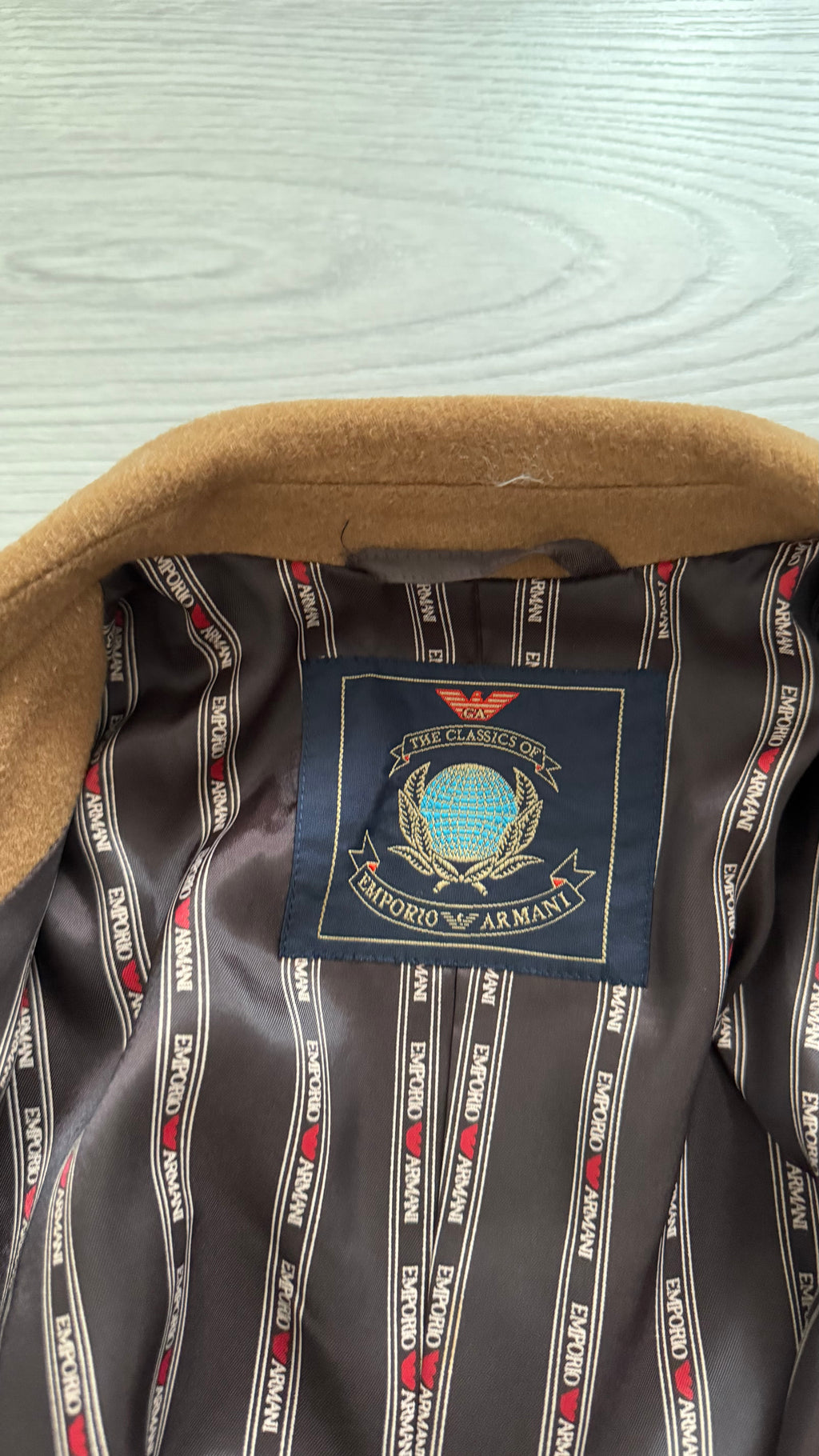 Emporio Armani 1980s Metal Button Double Breasted Wool Cashmere Jacket - Size IT40 / Small Womens