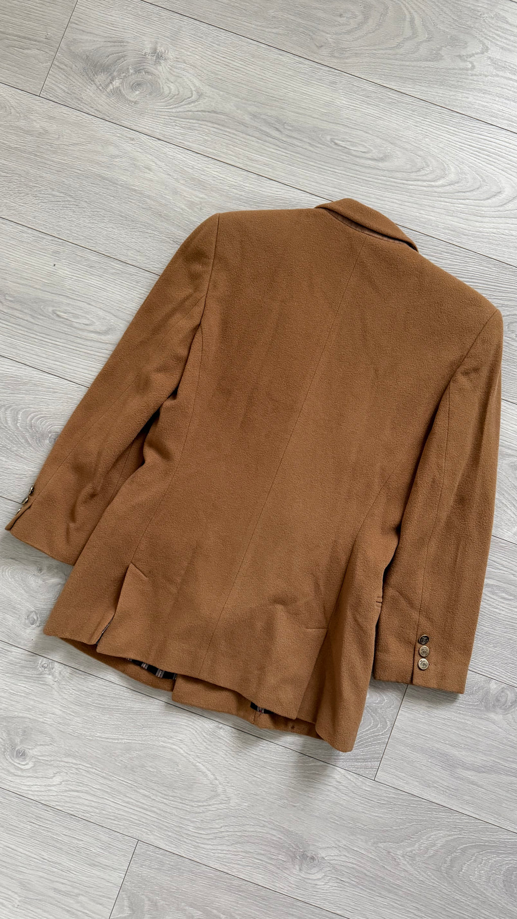 Emporio Armani 1980s Metal Button Double Breasted Wool Cashmere Jacket - Size IT40 / Small Womens
