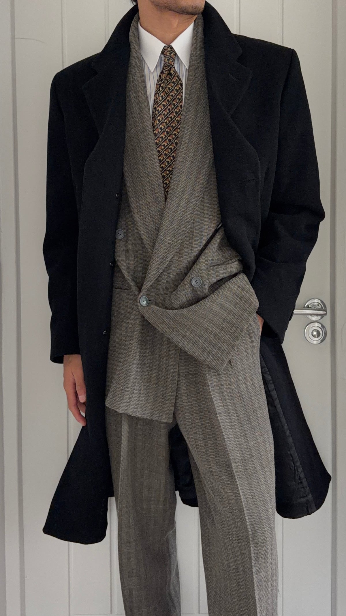 Emporio Armani 1990s Black Wool Overcoat - Size M