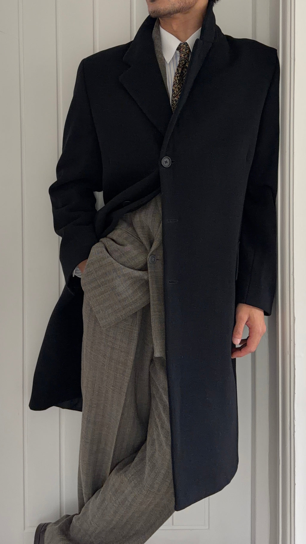Emporio Armani 1990s Black Wool Overcoat - Size M