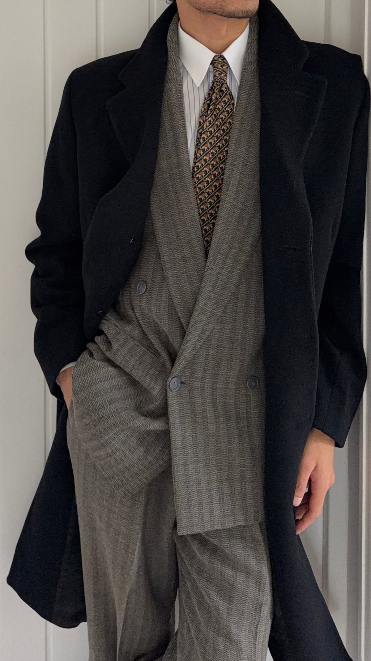 Emporio Armani 1990s Black Wool Overcoat - Size M